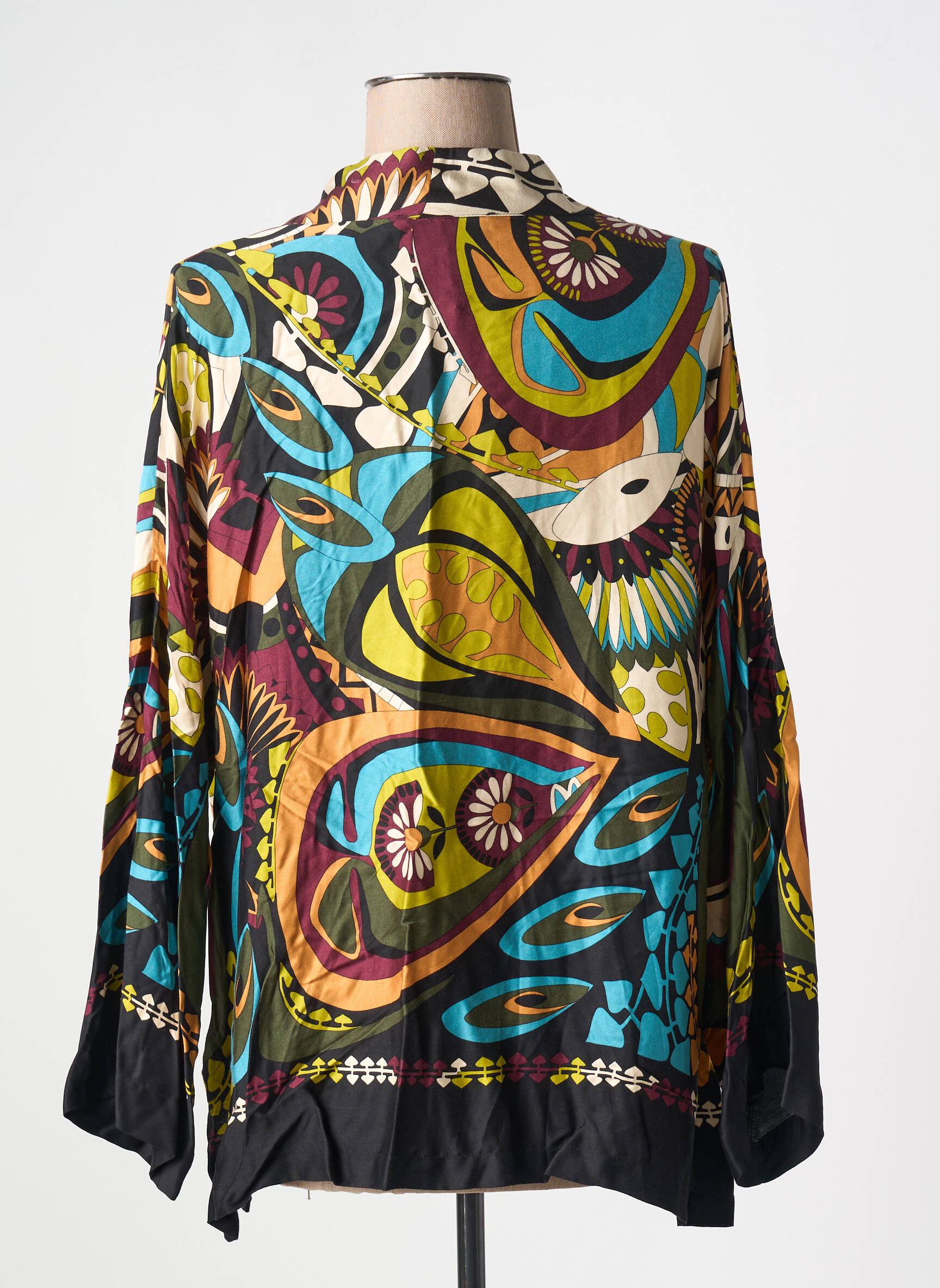 Kimono striukė fantazijos raštas juodas LAUREN VIDAL moteris