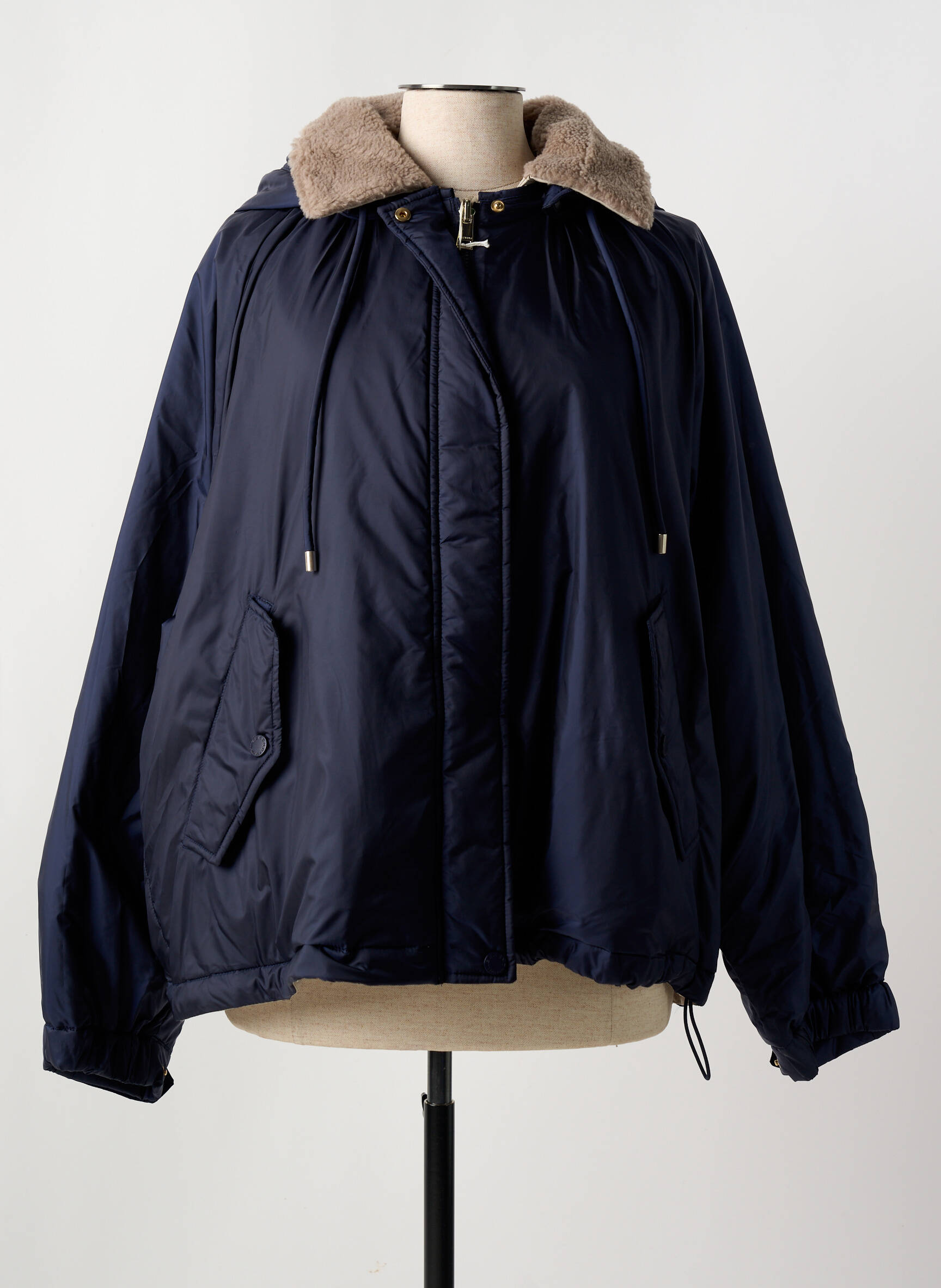 Parka ilgos rankovės su gobtuvu mėlyna MAX MARA moteris