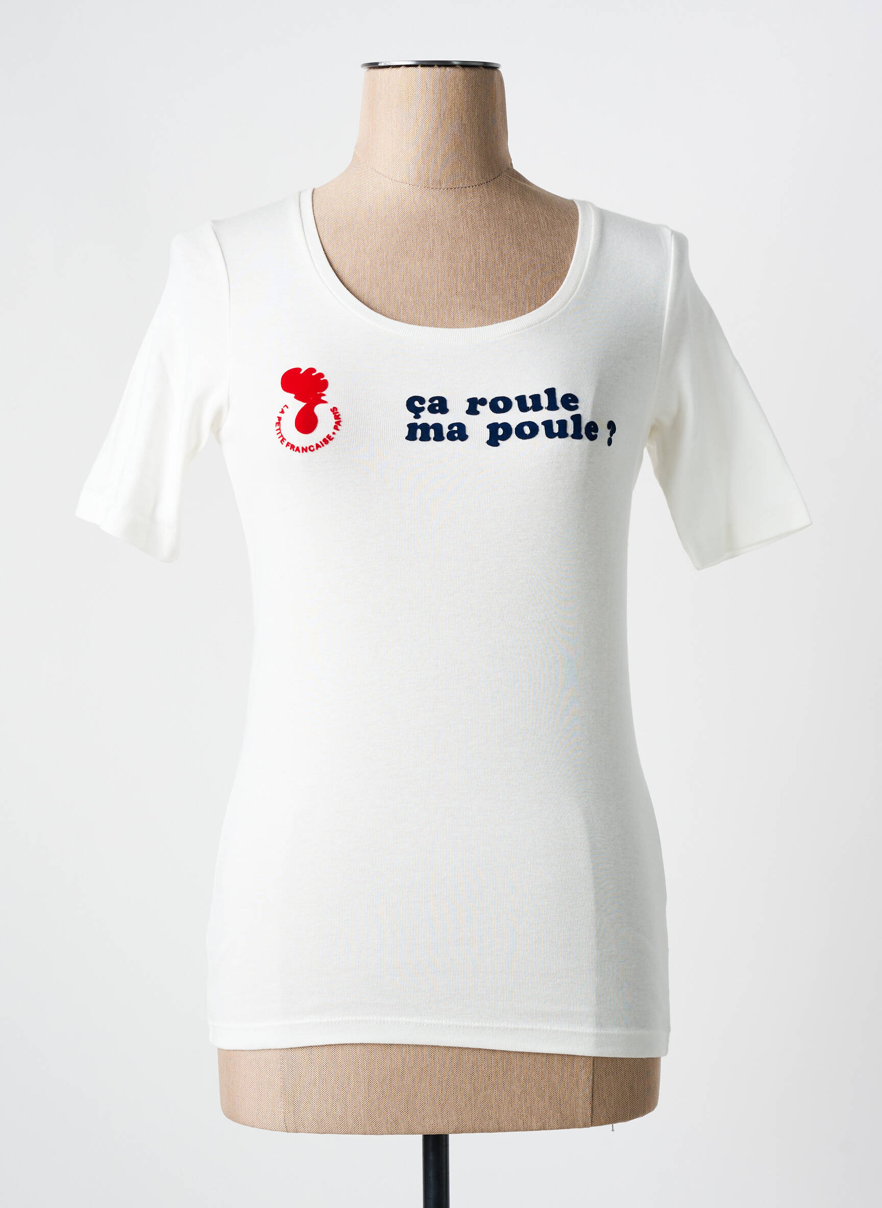 T-marškinys floqué serigrafija trumpas rankovės baltas LA PETITE FRANCAISE moteris