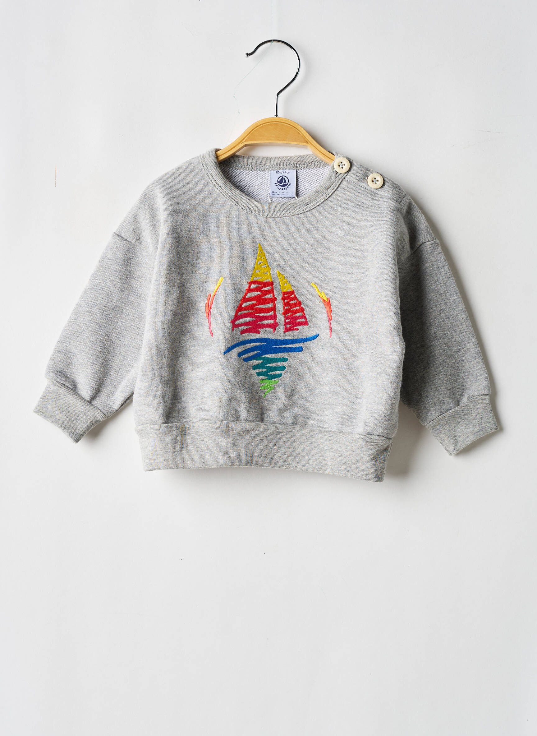 Mikroskopas ilgos rankovės ilgos rankovės pilka PETIT BATEAU berniukas