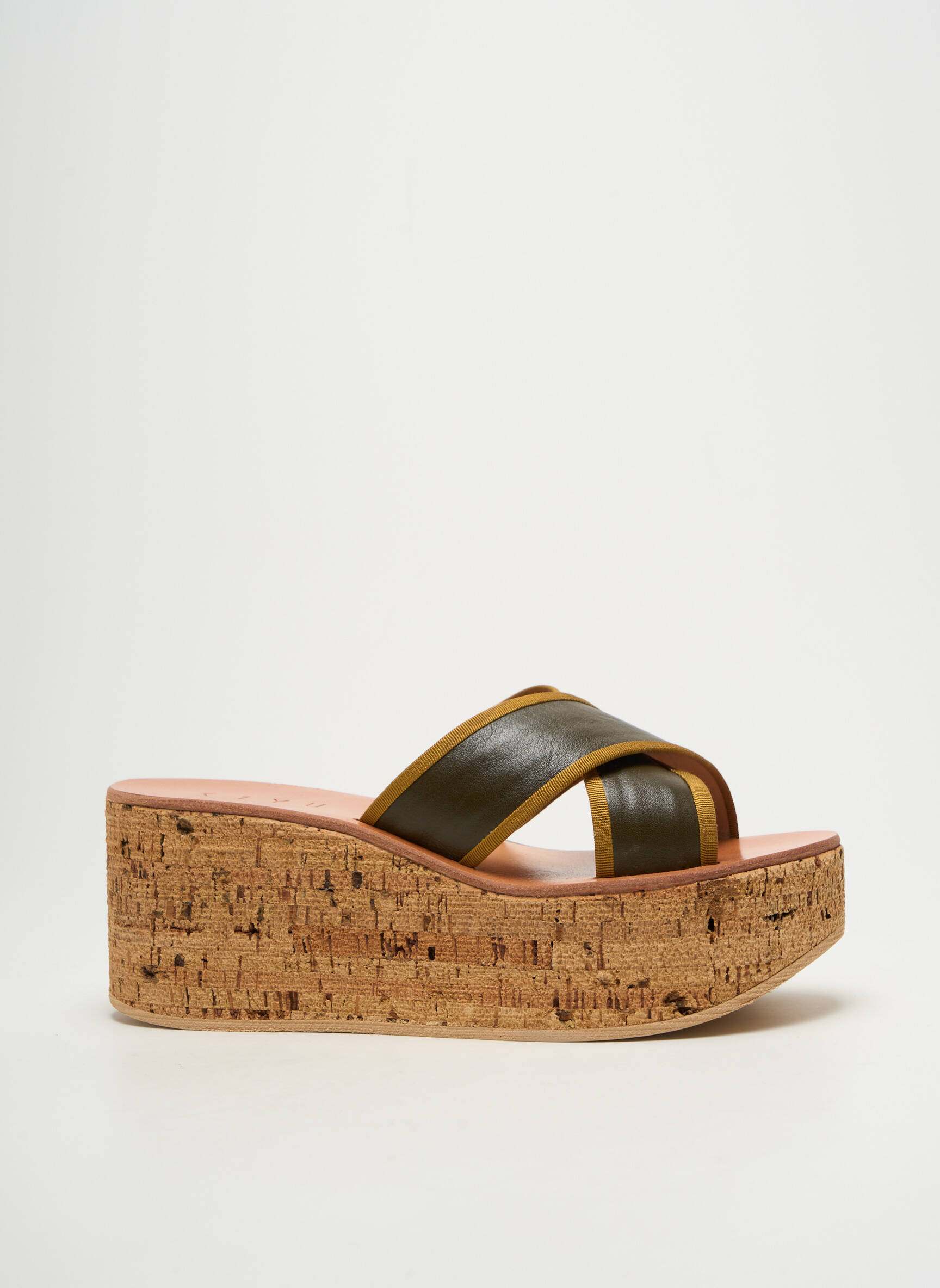 Mule/sabotai satino audinys kulnas nuo 7 iki 9 cm žalias SIYU moteris