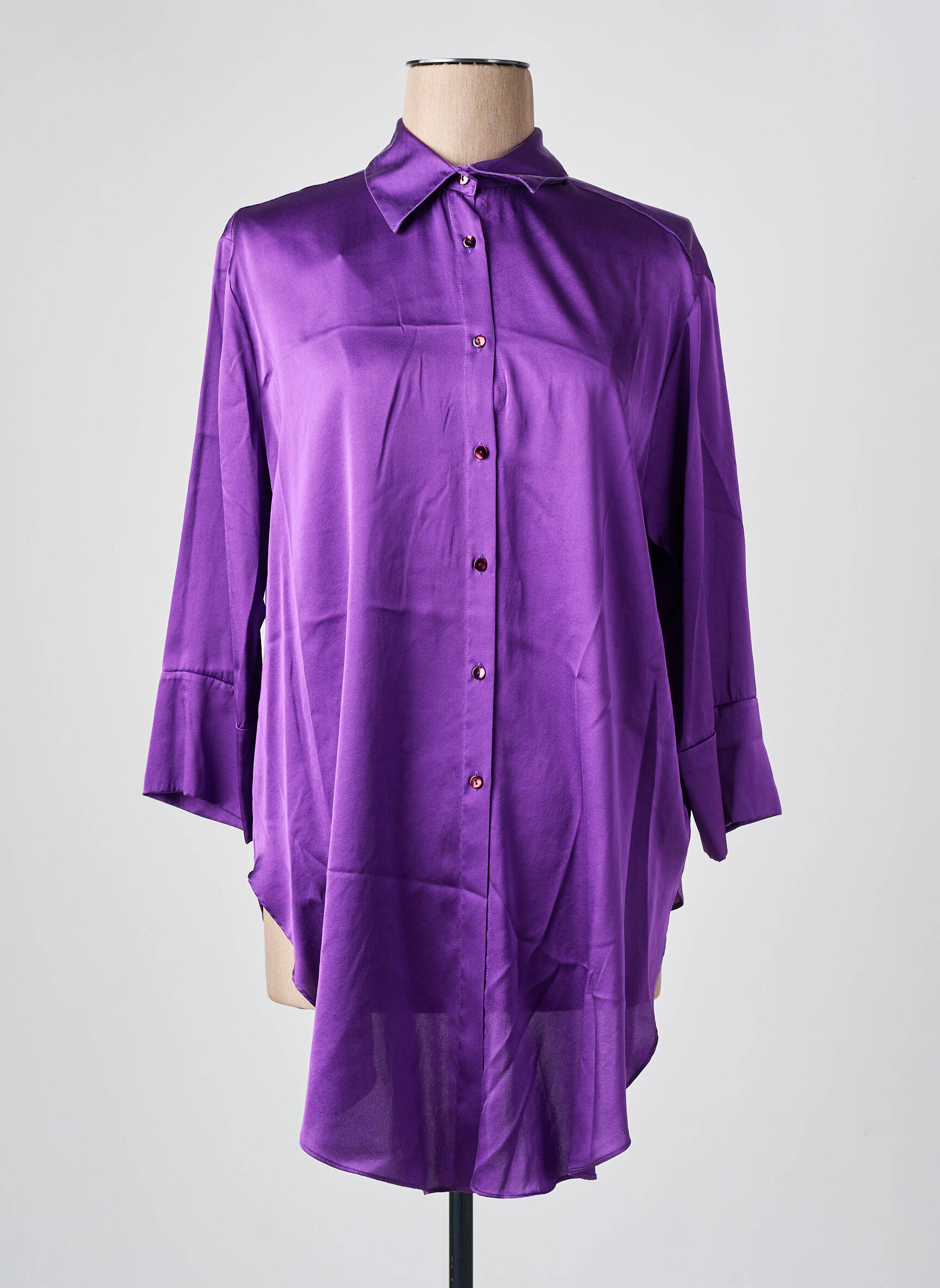 Ilgų rankovių tunika marškinių apykaklė violetinis HER SHIRT moteris