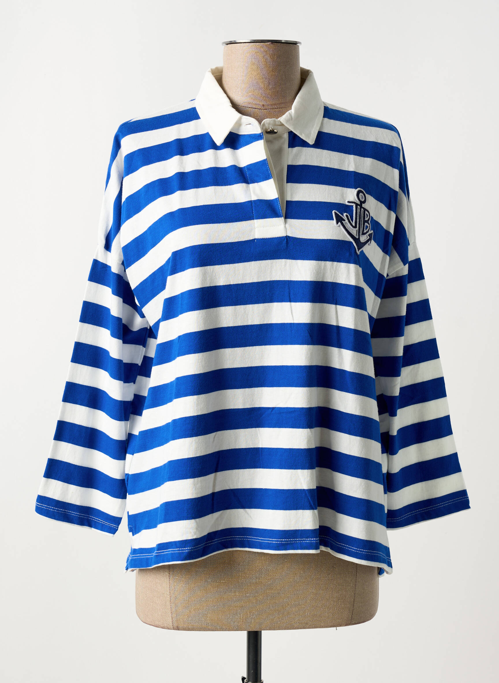 Polo tiesi kirpimas 3/4 rankovės mėlyna JANE BLUE moteris