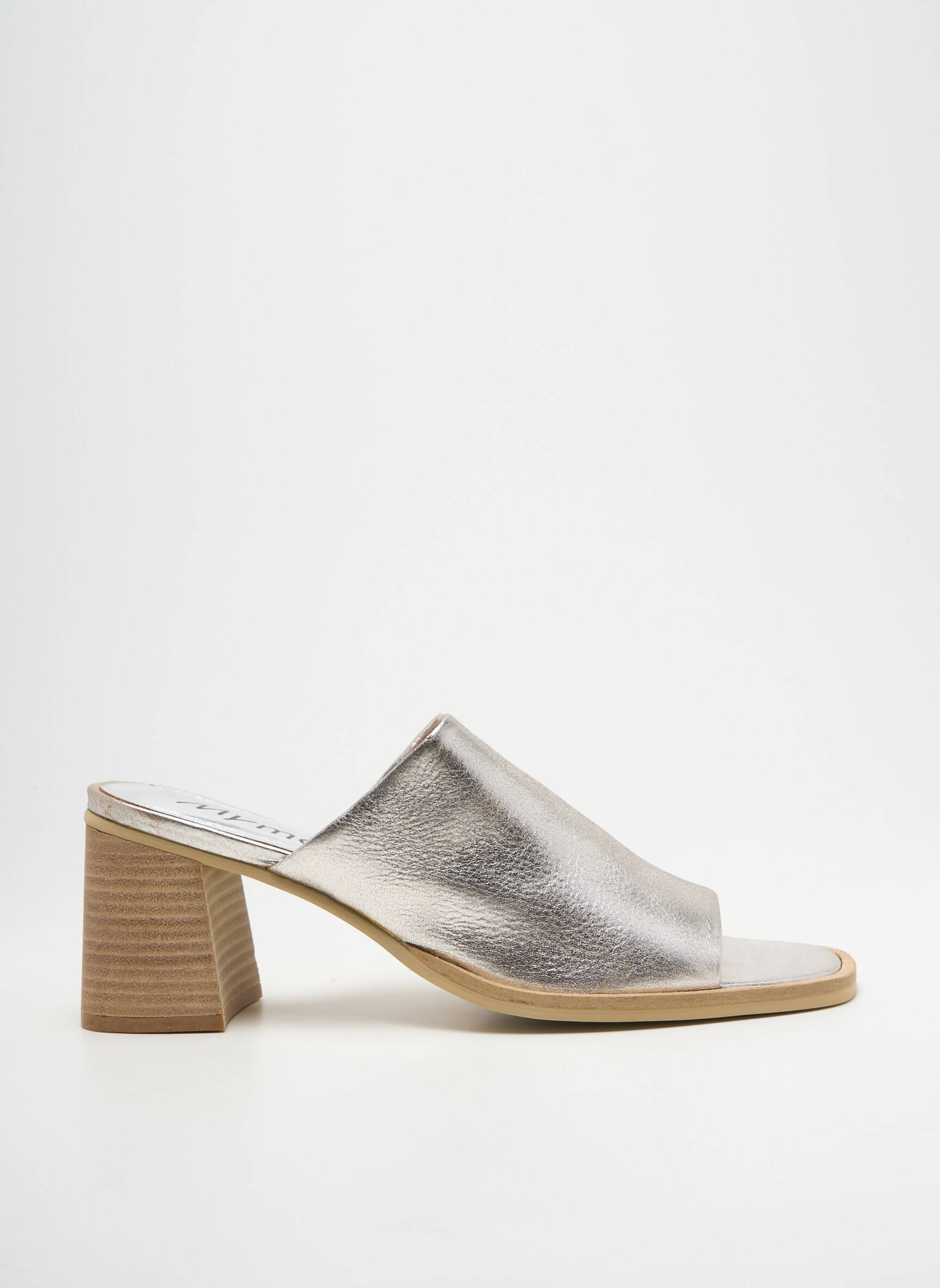Mule/sabotai satino audinys kulnas nuo 7 iki 9 cm sidabrinė MYMA moteris