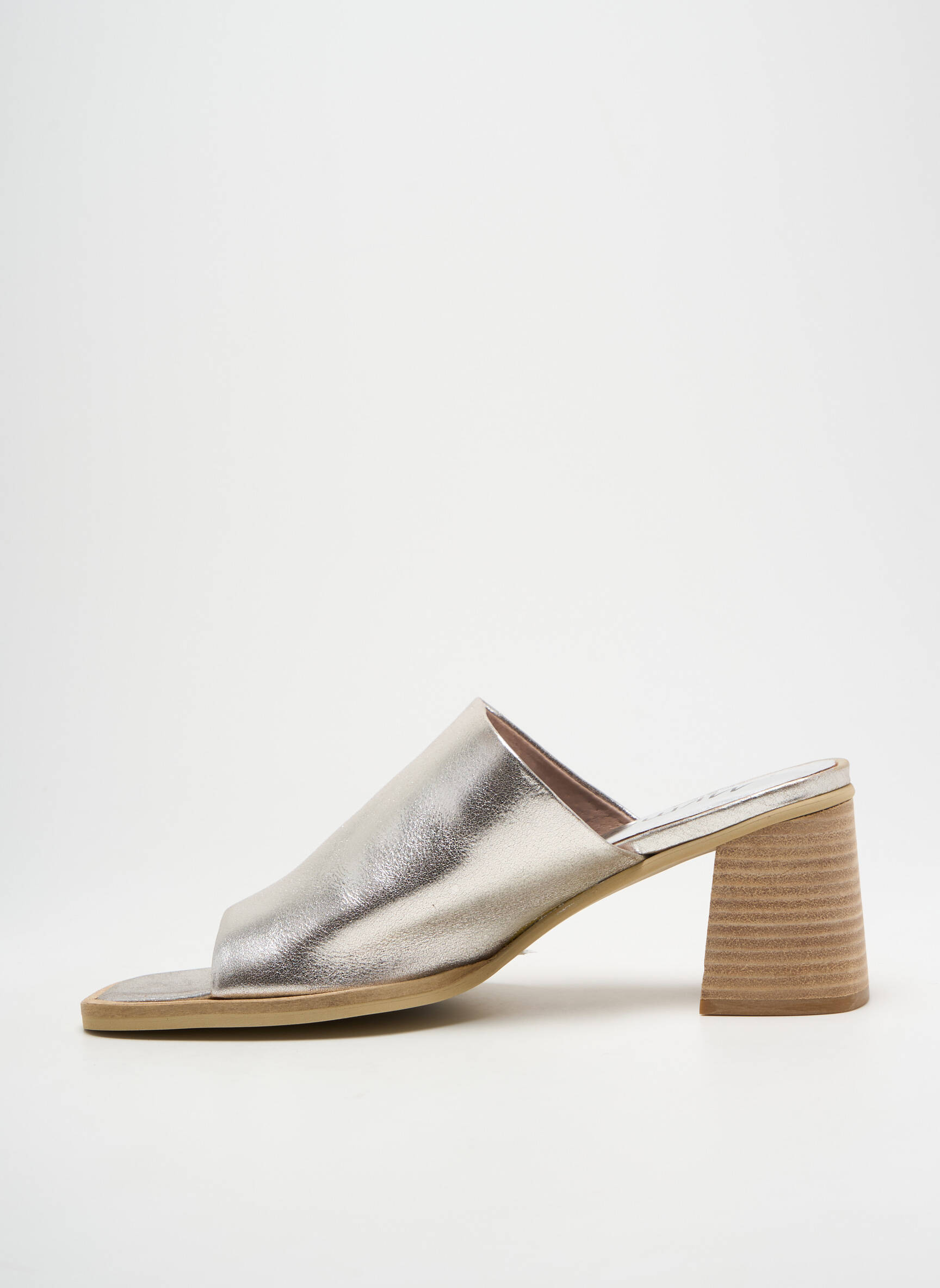 Mule/sabotai satino audinys kulnas nuo 7 iki 9 cm sidabrinė MYMA moteris
