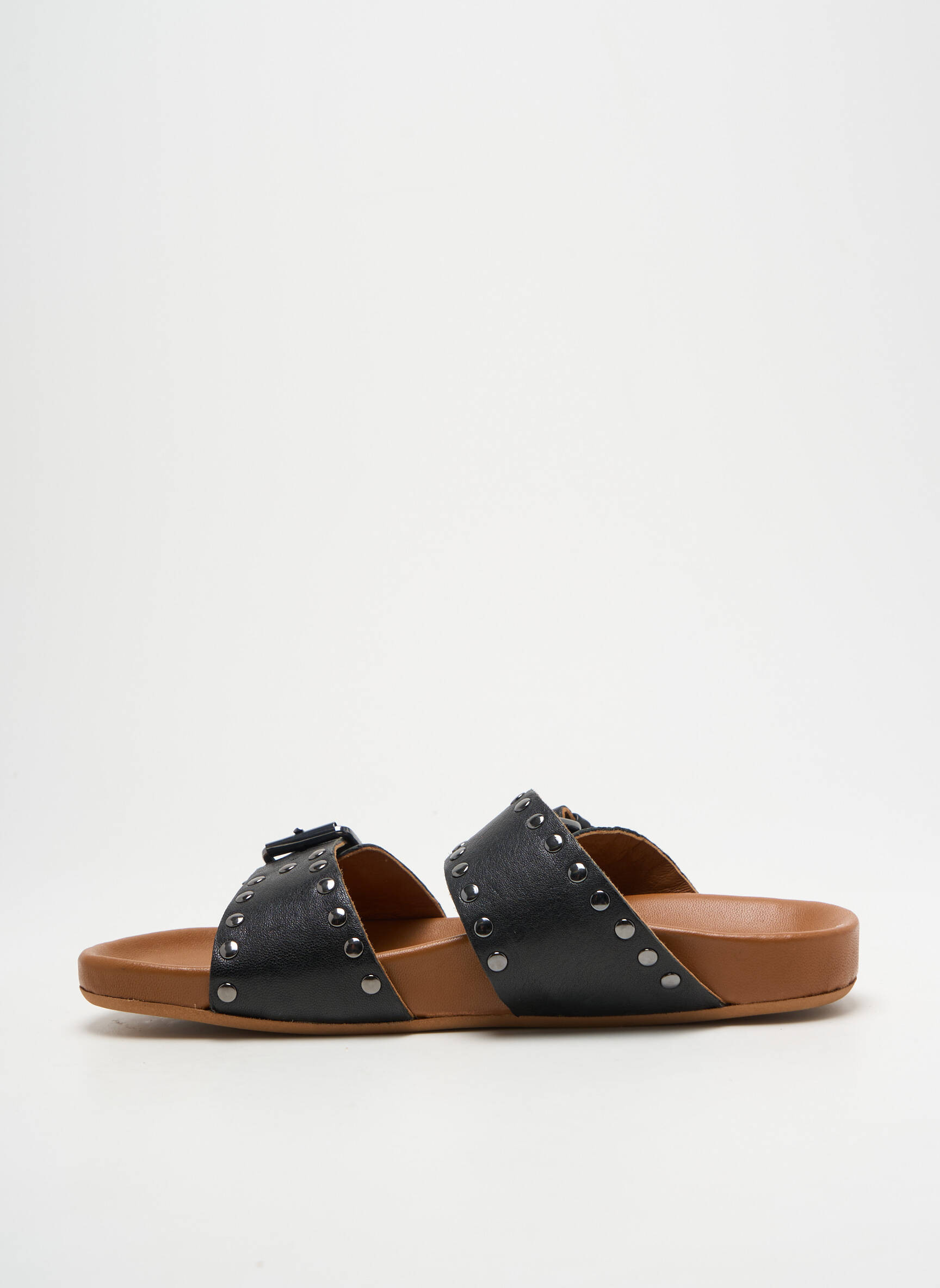 Mule/sabotai lygus audinys plokščias kulnas iki 3 cm juodas ALIWELL moteris
