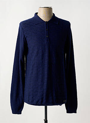 Megztinis polo apykaklė ilgos rankovės mėlyna TRUSSARDI JEANS vyras