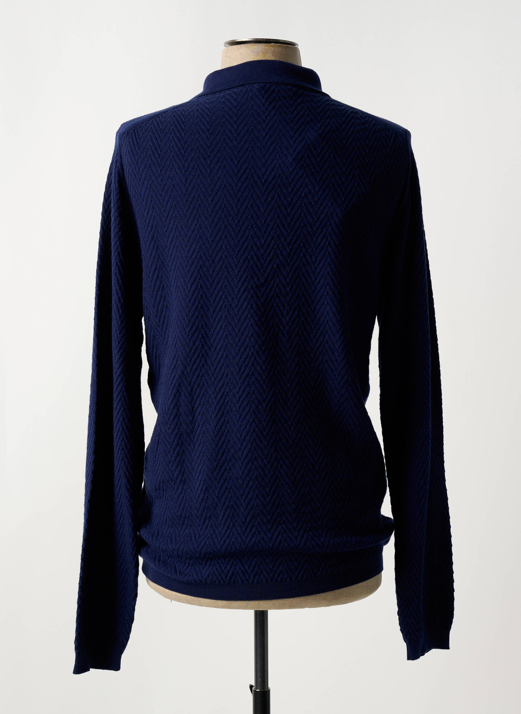 Megztinis polo apykaklė ilgos rankovės mėlyna TRUSSARDI JEANS vyras
