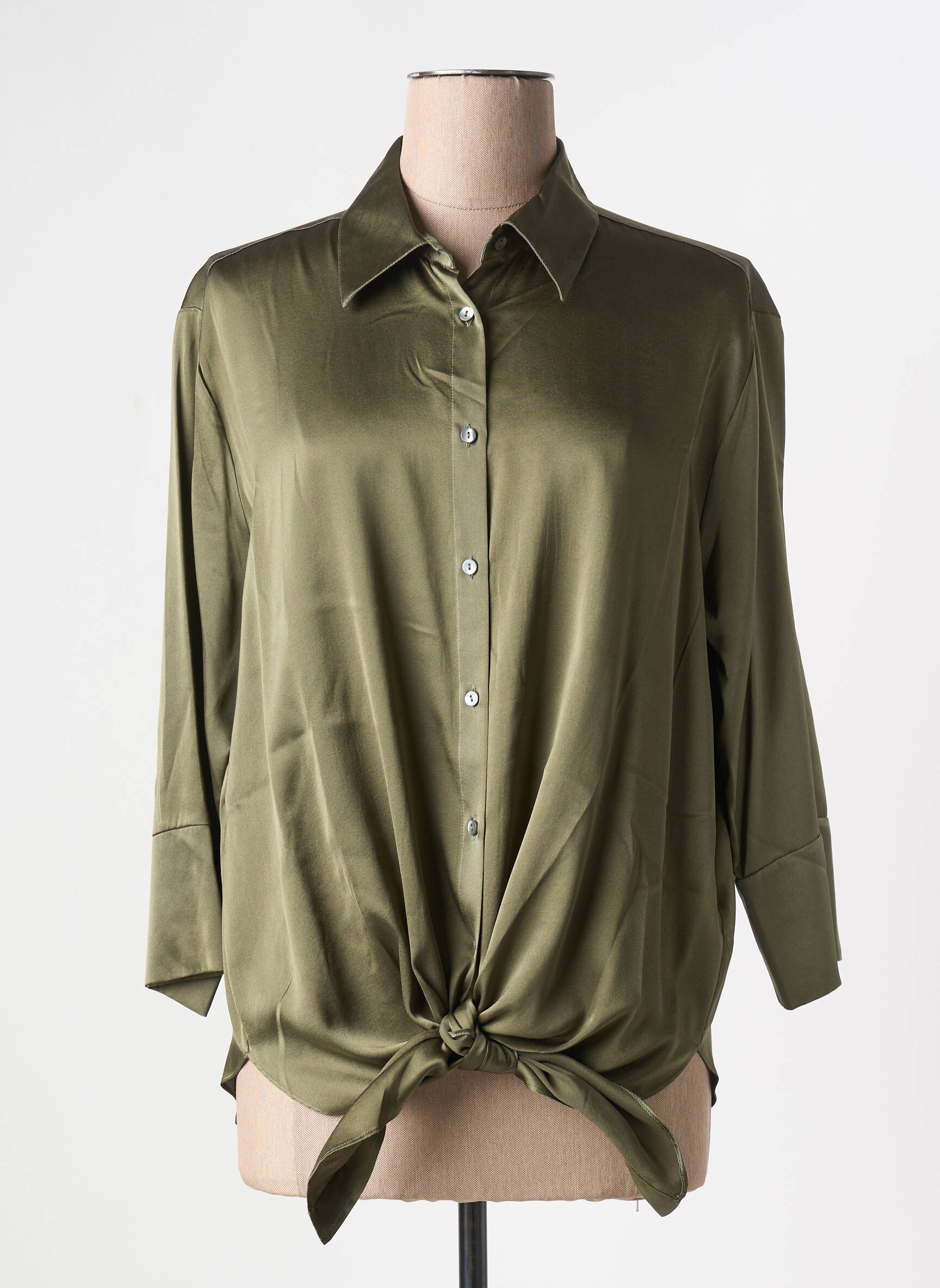 Moteriškas marškinys priekinė mygtukų uždarymo sistema 3/4 rankovės žalias HER SHIRT moteris
