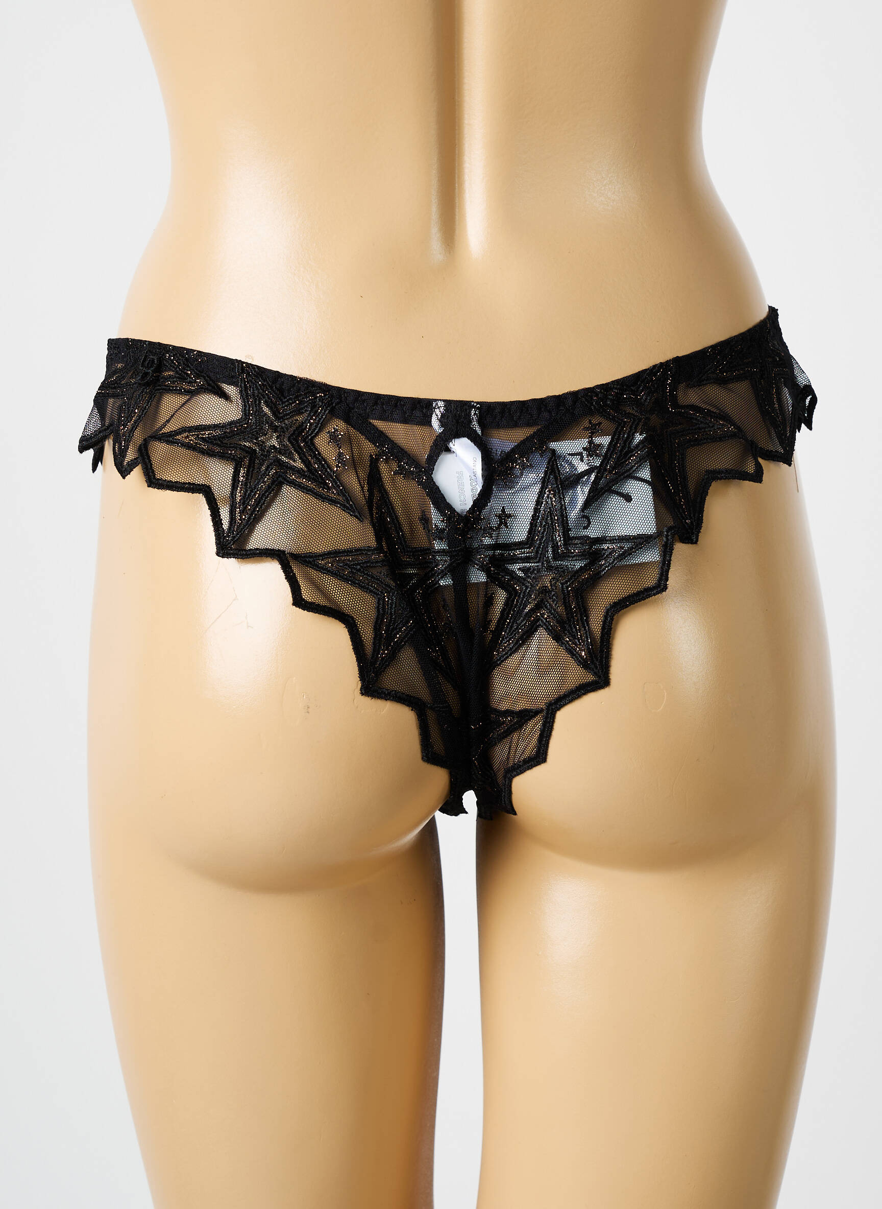 Tanga satino audinys juodas LOUISA BRACQ moteris