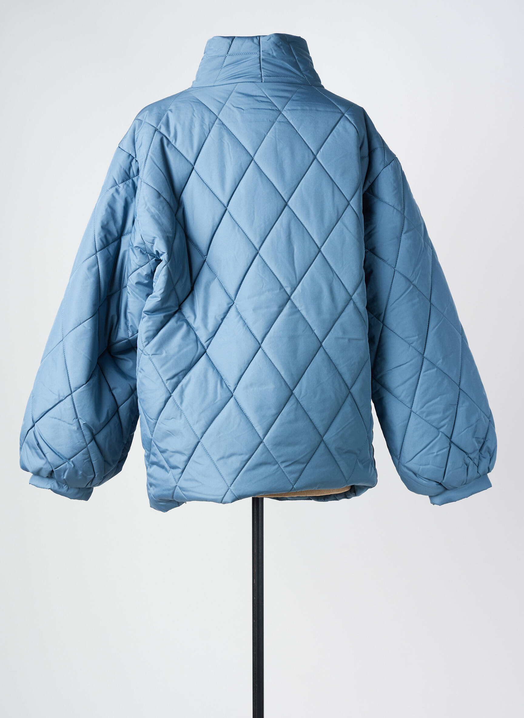 Pūkinė striukė ilgos rankovės be gobtuvų mėlyna ICHI moteris