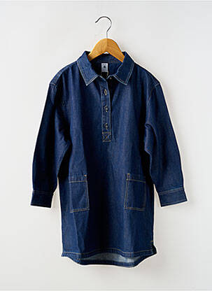 Pusilgių suknelė ilgos rankovės mėlyna PETIT BATEAU mergina
