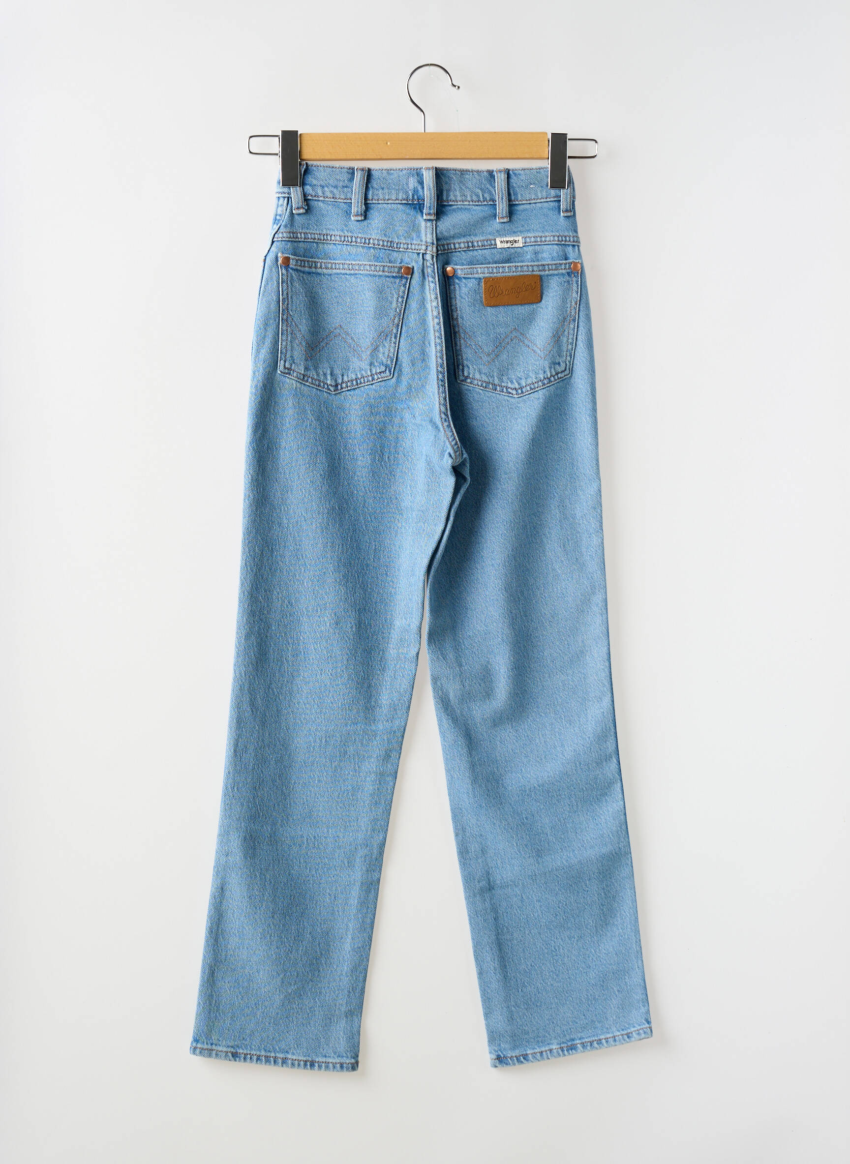 Tiesios kirpimo džinsai aukšta talija aukšta talija mėlyna WRANGLER moteris