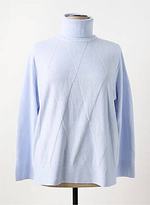 Megztinis su aukštu kaklu centrinė iškirptė ilgos rankovės mėlyna CASHMERE FEELING moteris