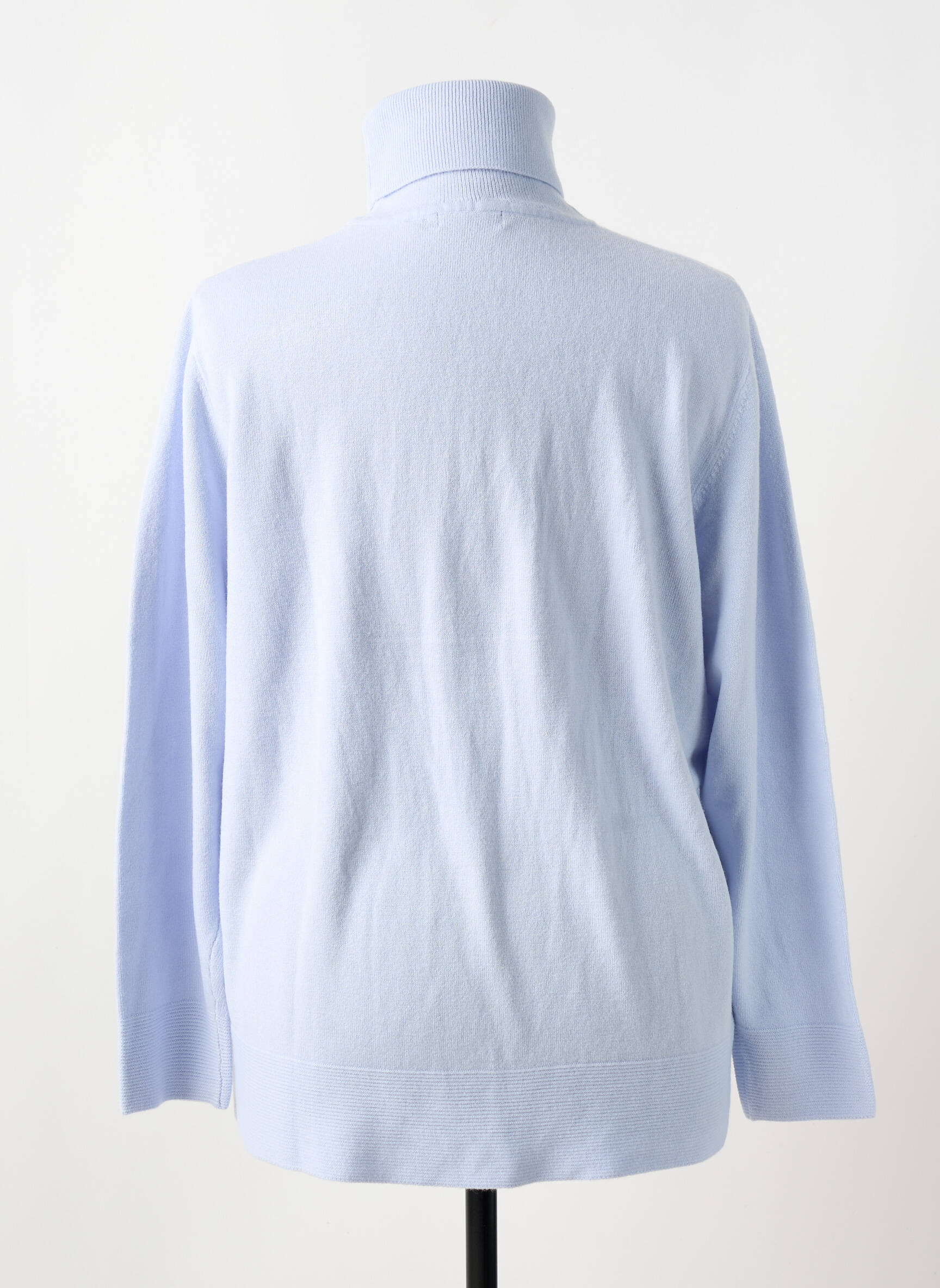 Megztinis su aukštu kaklu centrinė iškirptė ilgos rankovės mėlyna CASHMERE FEELING moteris