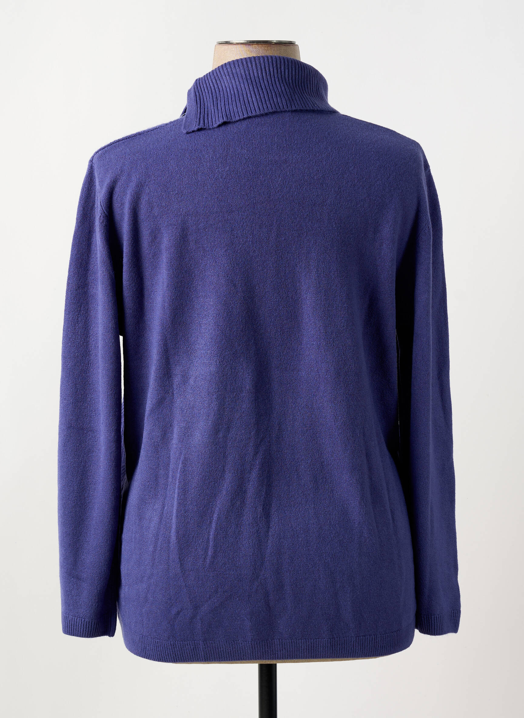 Megztinis su aukštu kaklu centrinė iškirptė ilgos rankovės mėlyna CASHMERE FEELING moteris