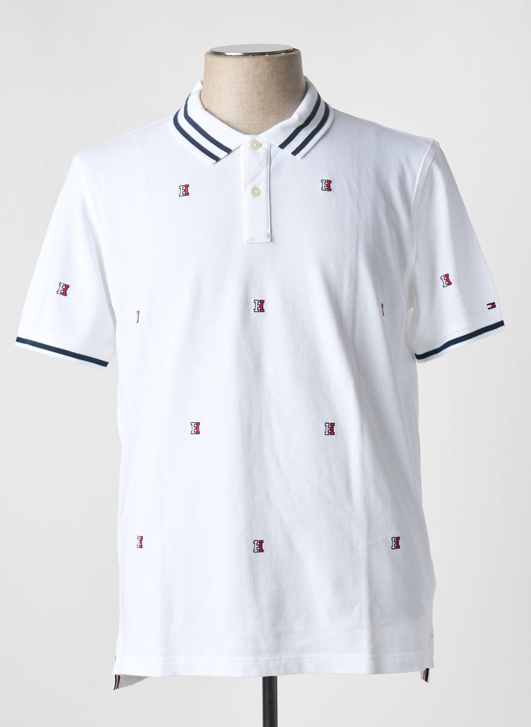 Polo tiesi kirpimas trumpas rankovės baltas TOMMY HILFIGER vyras