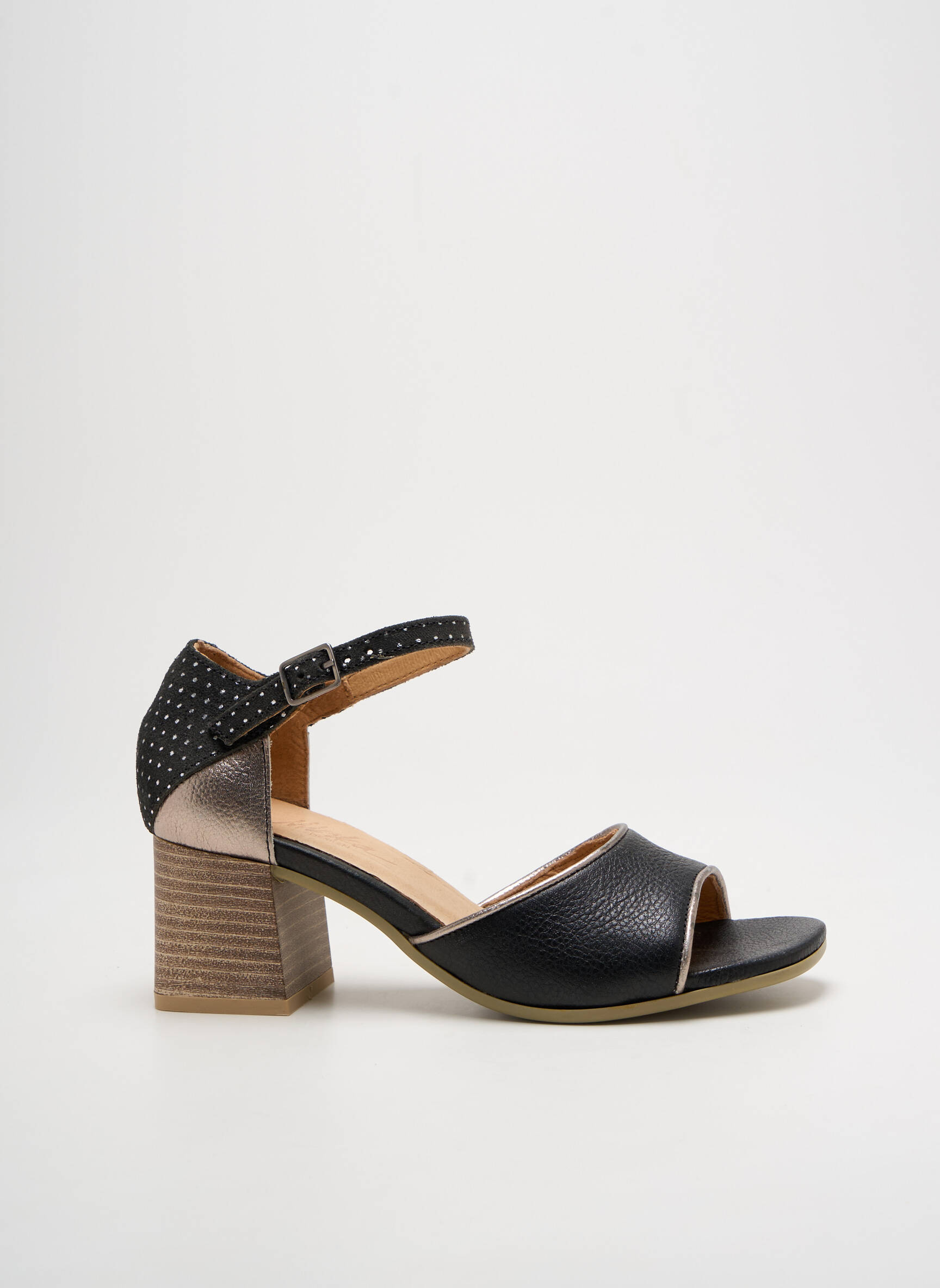 Sandalai/nu pėdos satino audinys kulnas nuo 4 iki 6 cm juodas MINKA DESIGN moteris