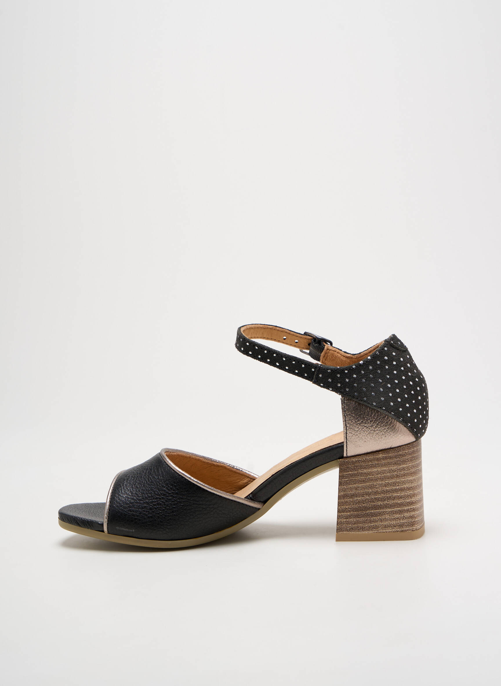 Sandalai/nu pėdos satino audinys kulnas nuo 4 iki 6 cm juodas MINKA DESIGN moteris