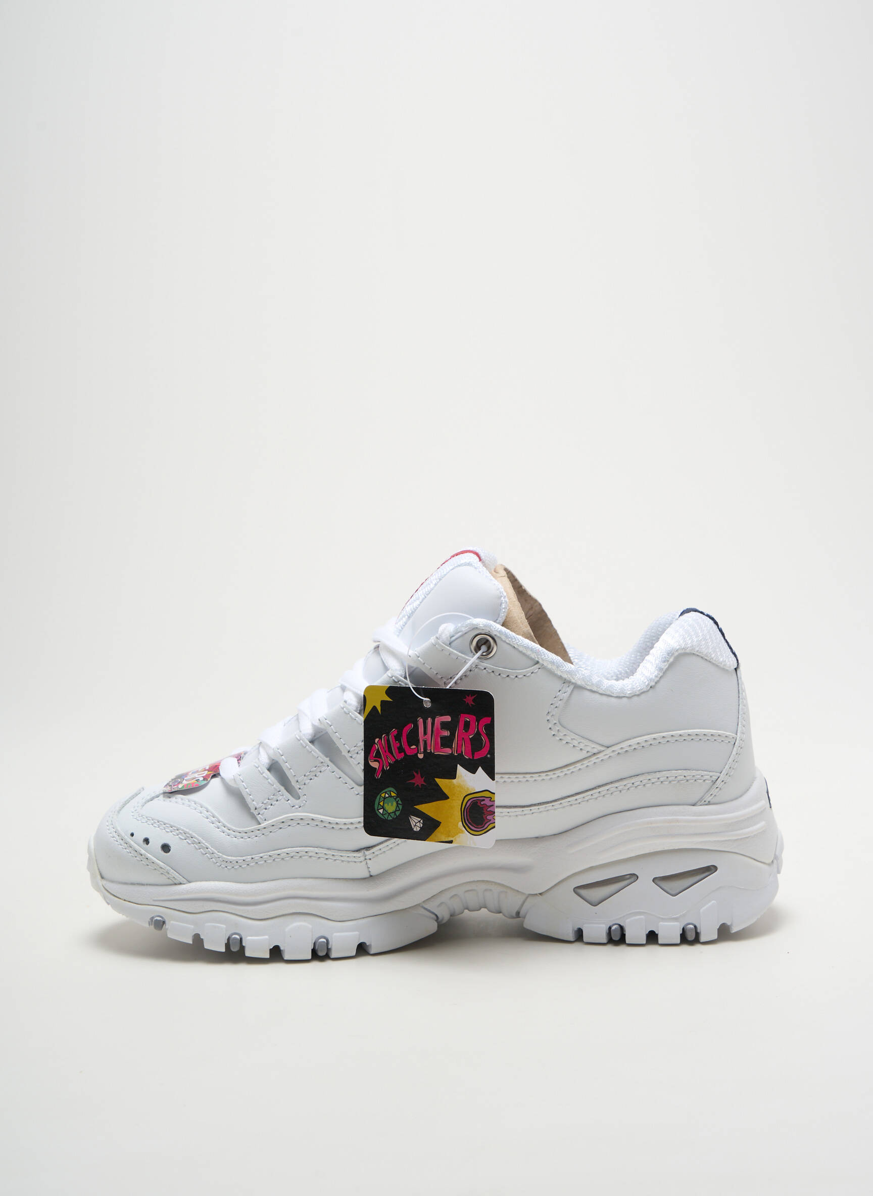 Bėgimo bateliai šnervių uždarymas apvalus mygtukas baltas SKECHERS mergina