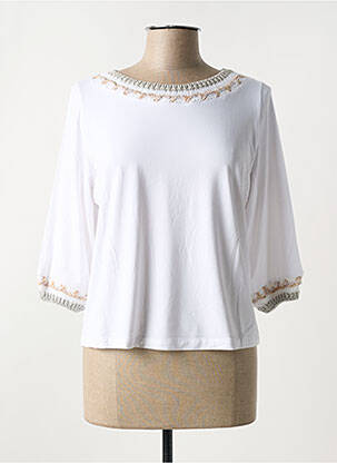 Viršūnė tamprumas 3/4 rankovės baltas TRICOT CHIC moteris