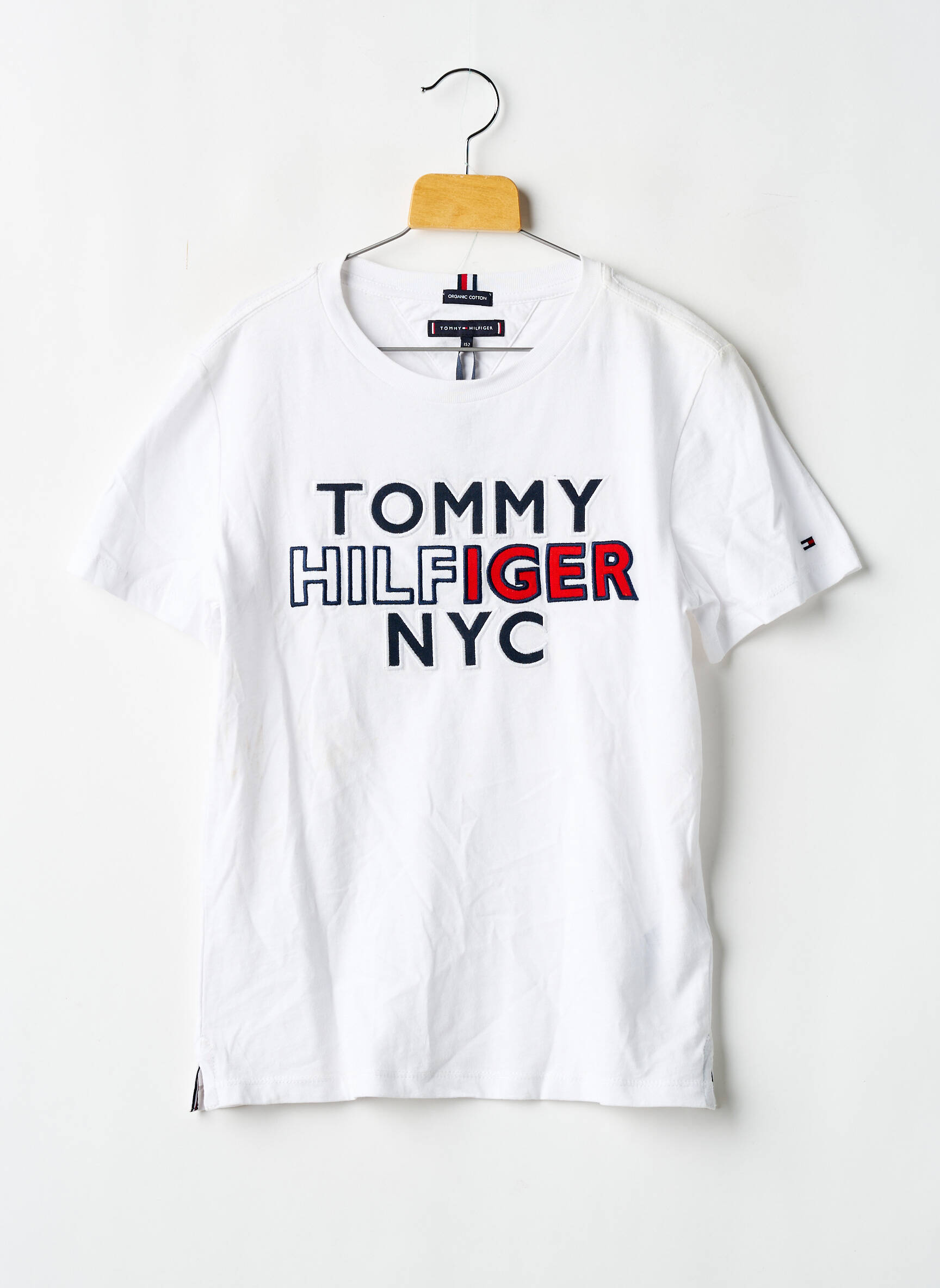T-marškinys tiesi kirpimas trumpas rankovės baltas TOMMY HILFIGER berniukas