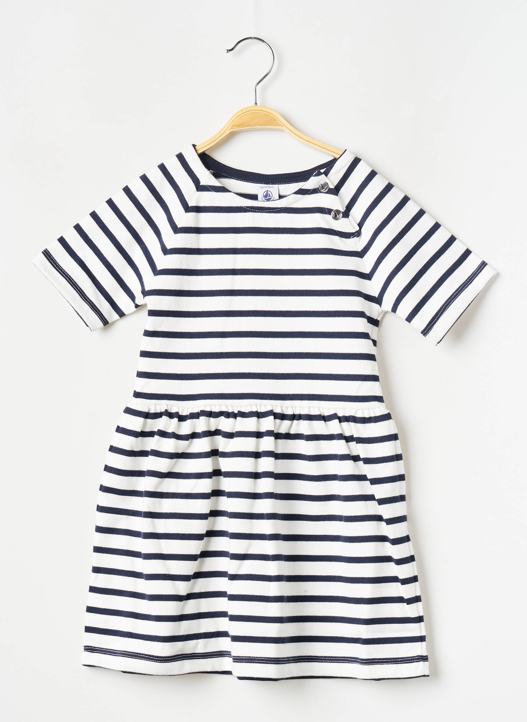 Pusilgių suknelė apvalus kaklas baltas PETIT BATEAU mergina