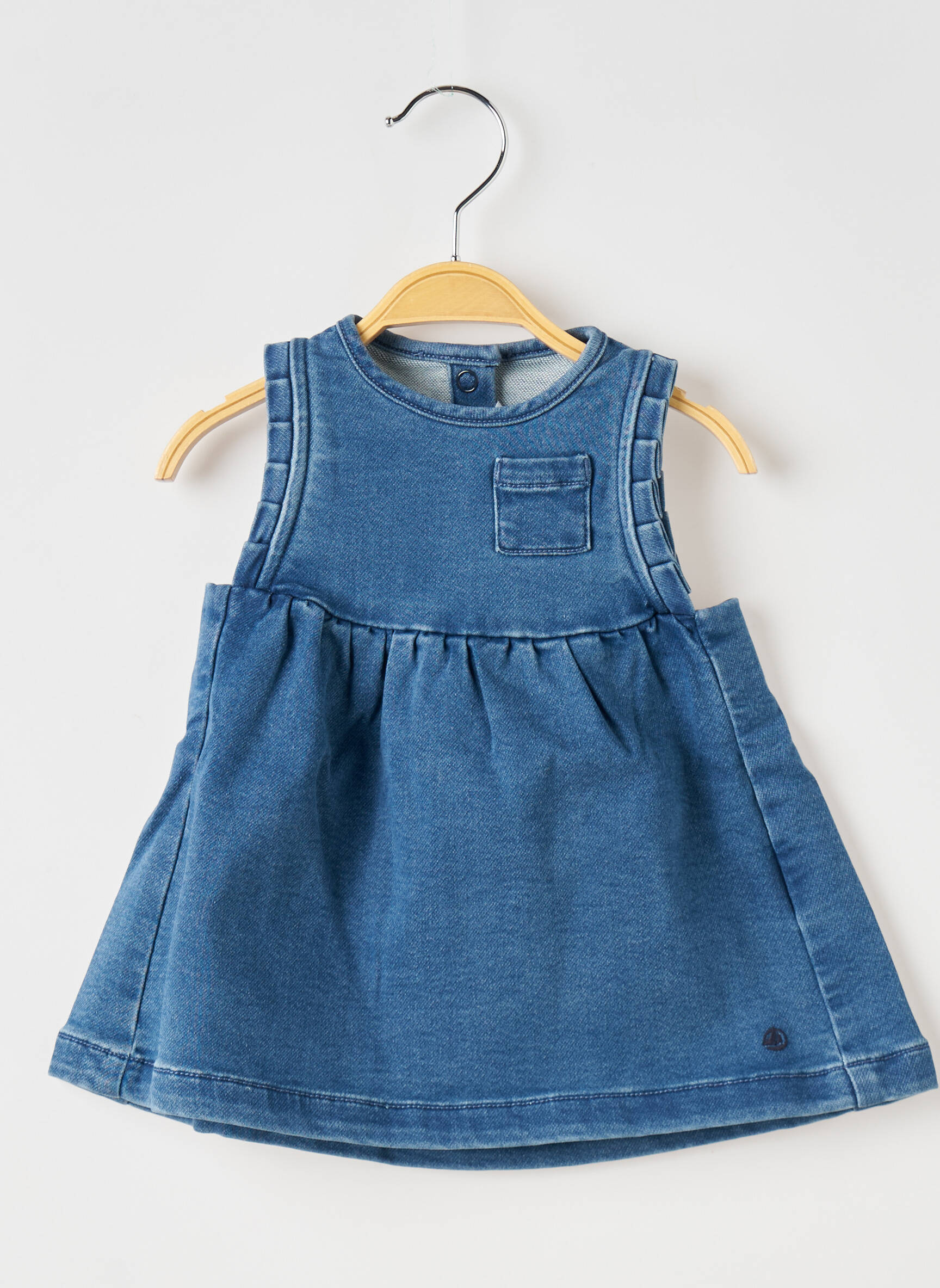 Pusilgių suknelė apvalus kaklas mėlyna PETIT BATEAU mergina