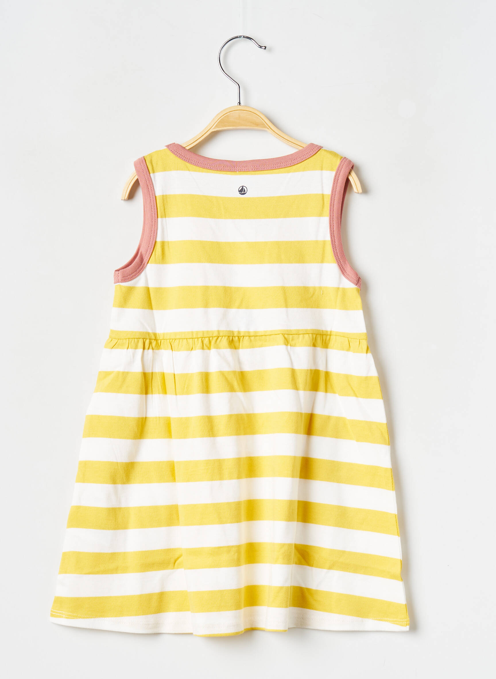 Pusilgių suknelė apvalus kaklas geltona PETIT BATEAU mergina