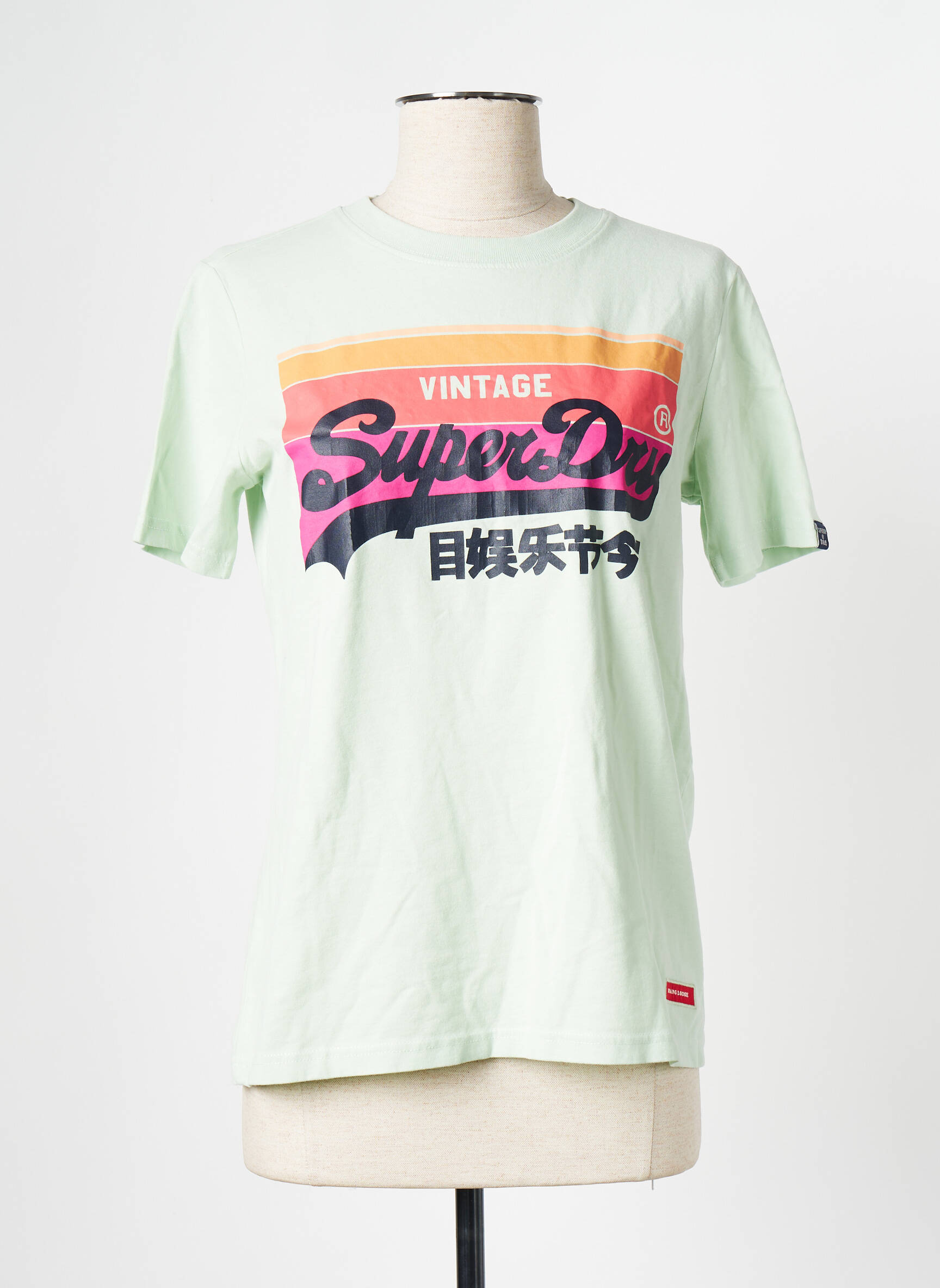 T-marškinys žalias SUPERDRY moteris