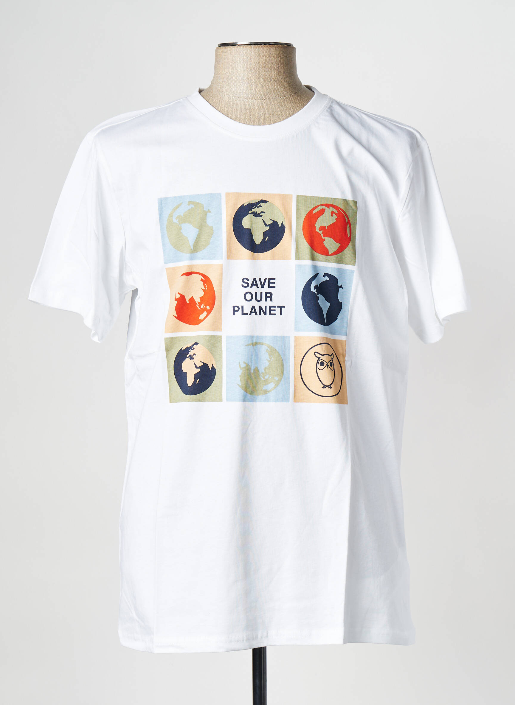 T-marškinys apvalus kaklas baltas KNOWLEDGE COTTON APPAREL vyras