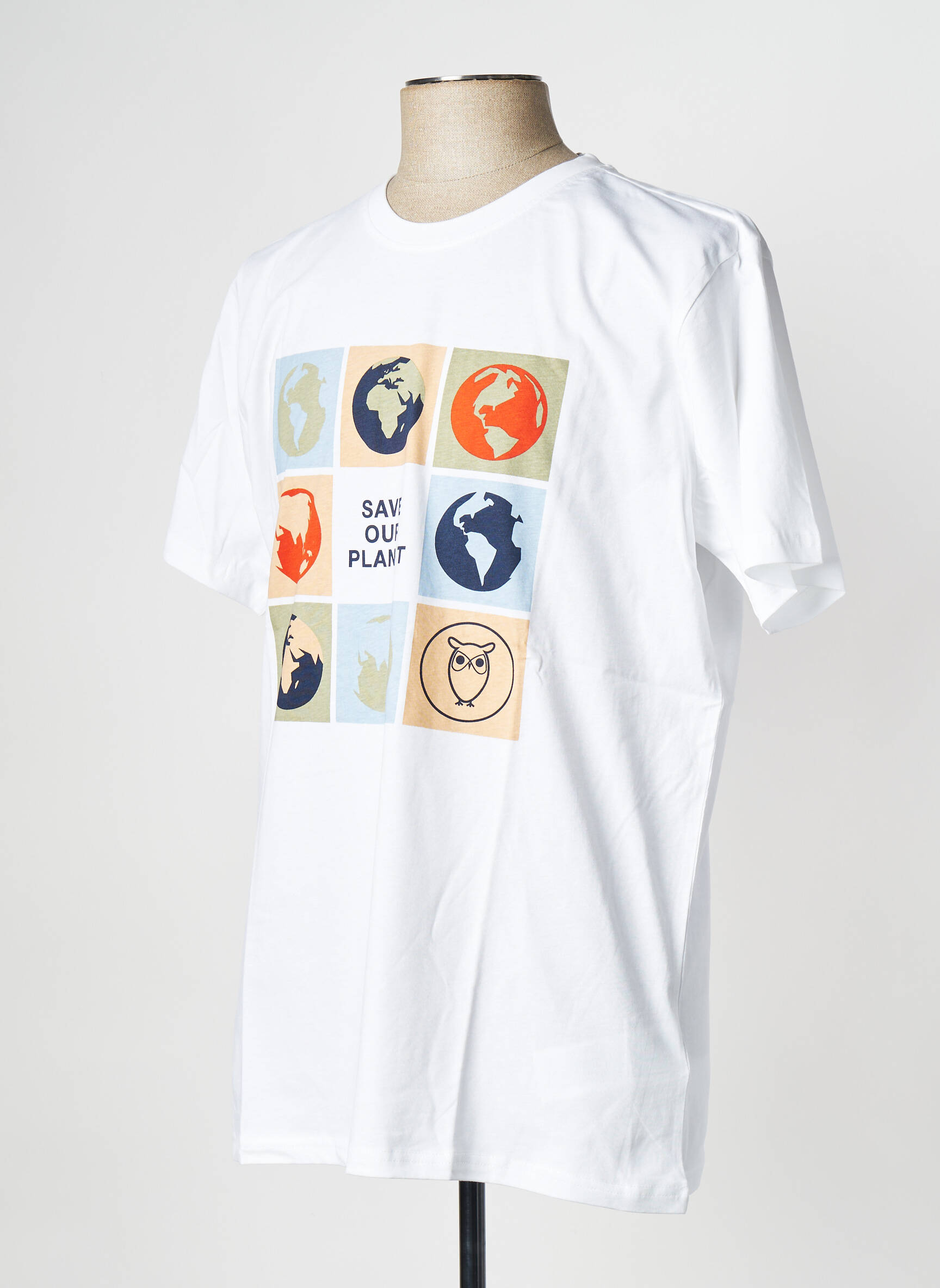 T-marškinys apvalus kaklas baltas KNOWLEDGE COTTON APPAREL vyras