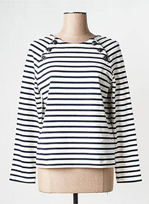 Megztinis apvalus kaklas baltas PETIT BATEAU moteris