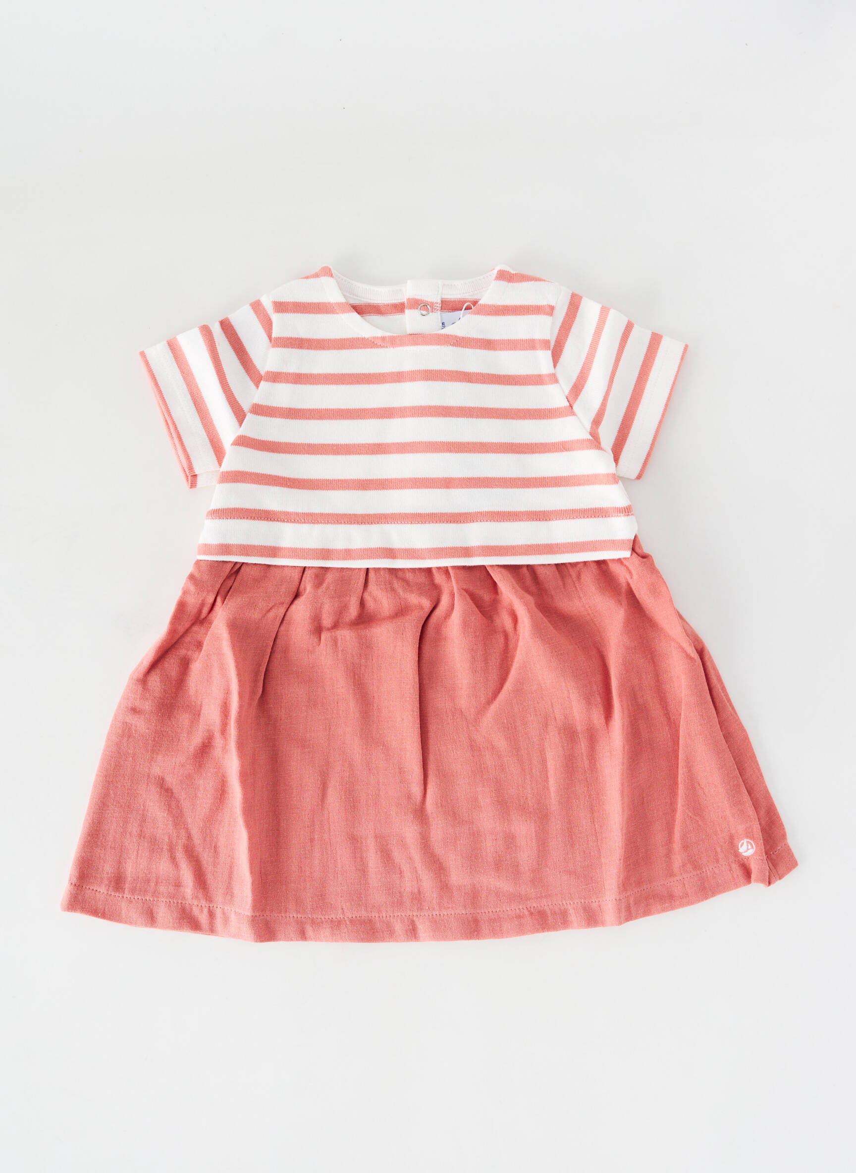 Pusilgių suknelė apvalus kaklas baltas PETIT BATEAU mergina