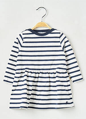 Pusilgių suknelė apvalus kaklas baltas PETIT BATEAU mergina