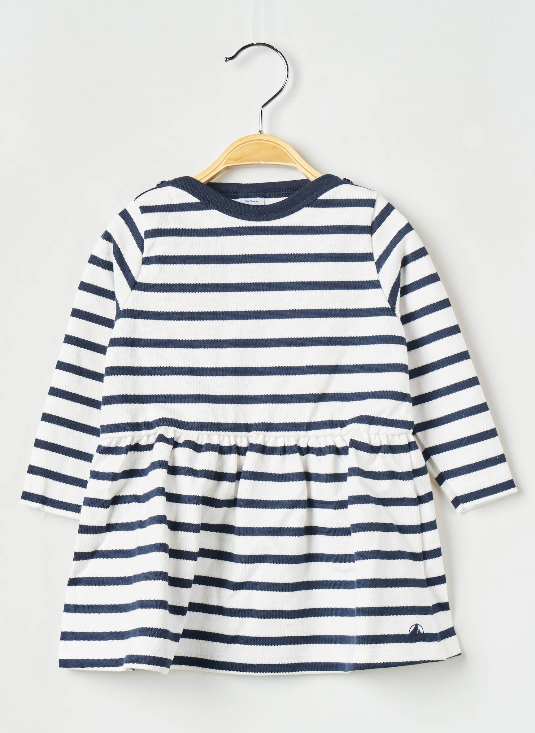 Pusilgių suknelė apvalus kaklas baltas PETIT BATEAU mergina