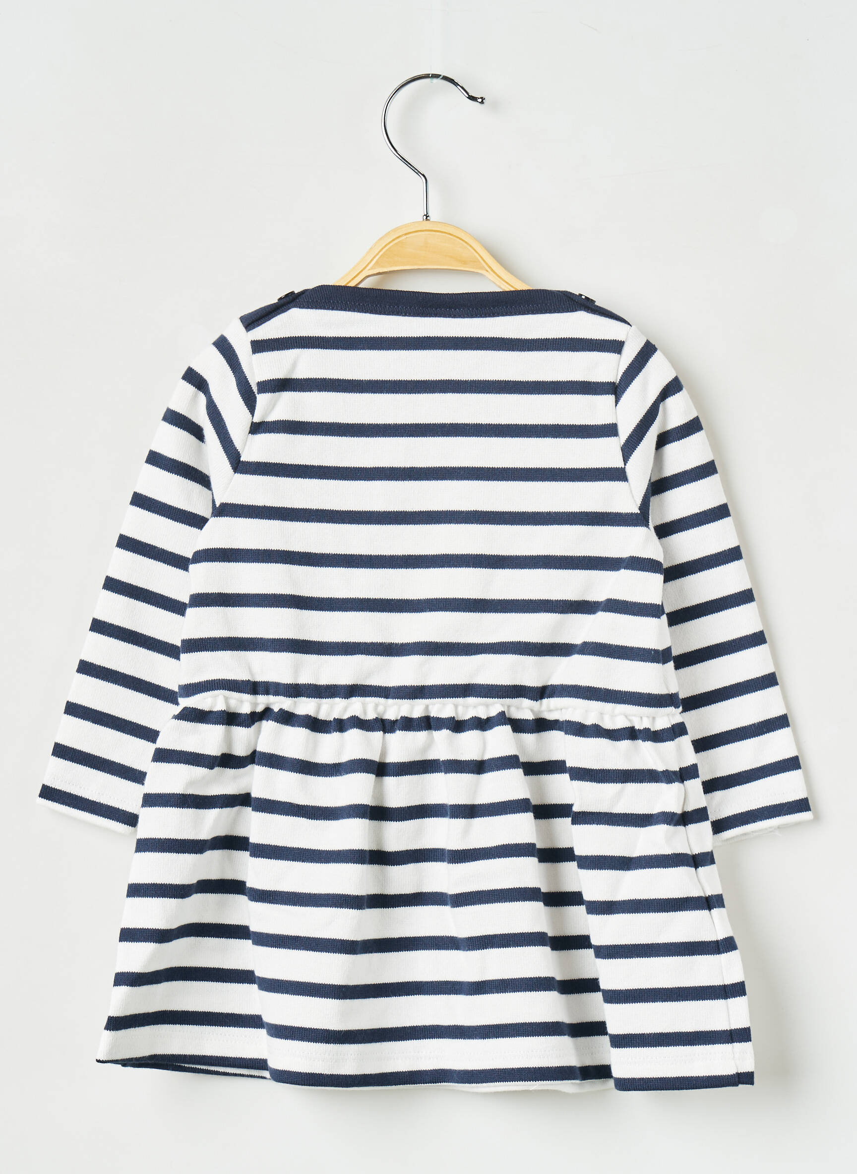 Pusilgių suknelė apvalus kaklas baltas PETIT BATEAU mergina