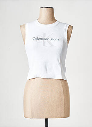 Marškiniai be rankovių apvalus kaklas baltas CALVIN KLEIN moteris