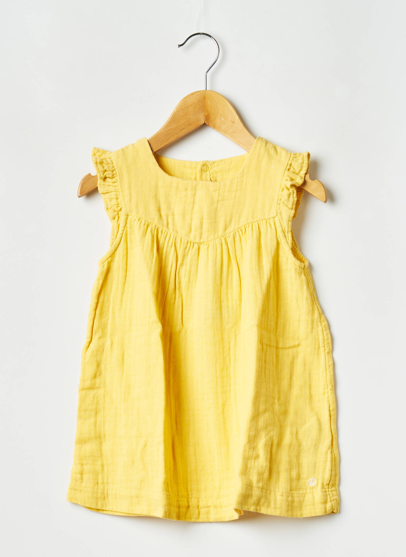 Pusilgių suknelė apvalus kaklas geltona PETIT BATEAU mergina