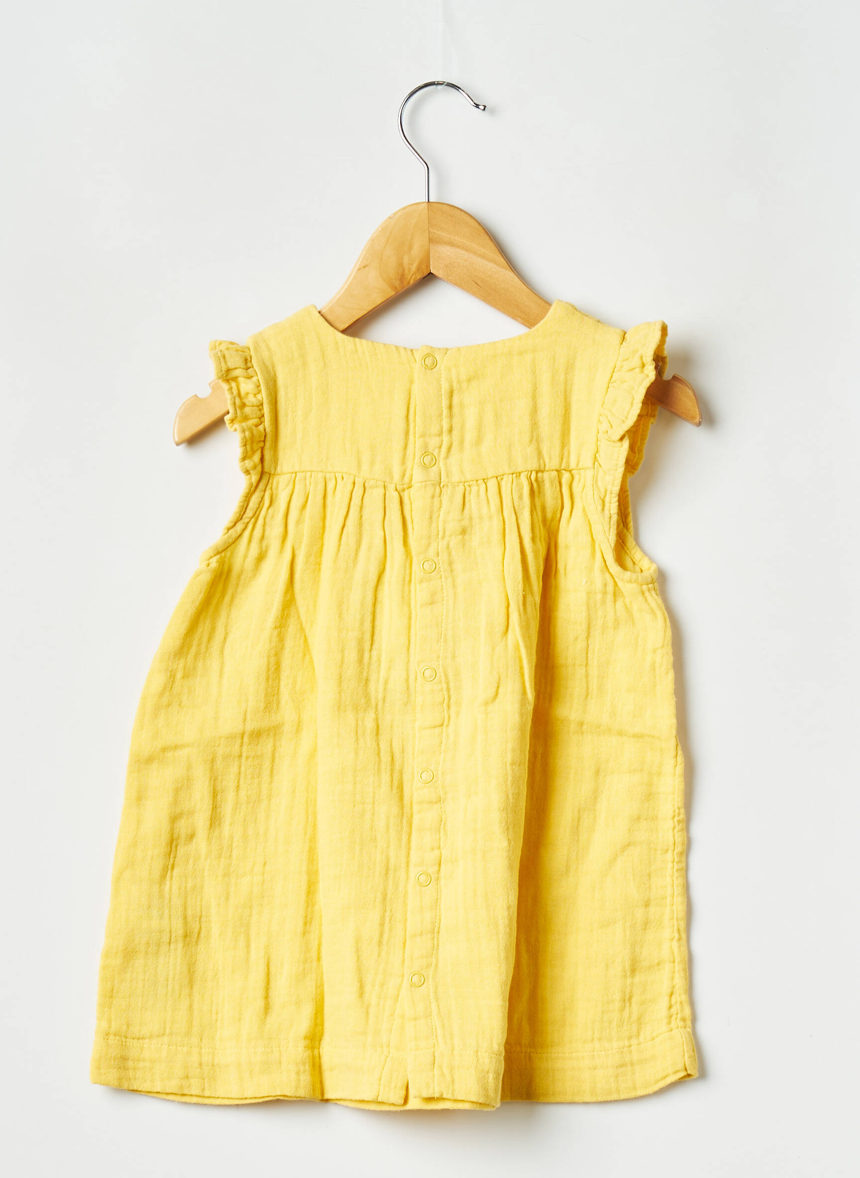 Pusilgių suknelė apvalus kaklas geltona PETIT BATEAU mergina