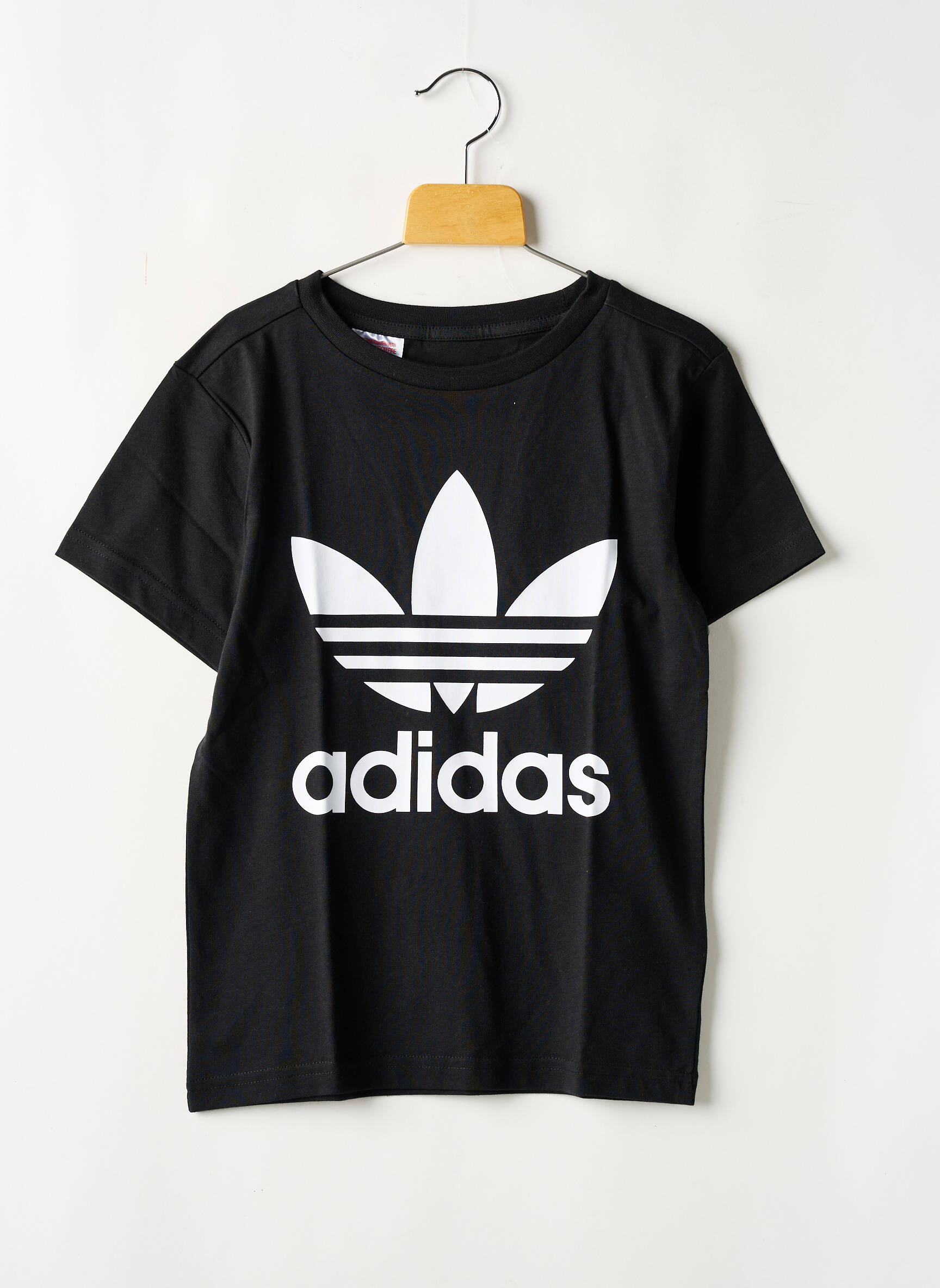 T-marškinys apvalus kaklas juodas ADIDAS vaikas