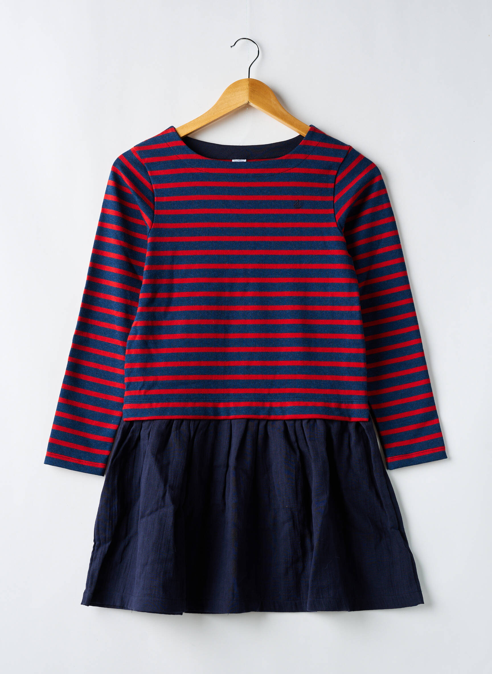 Pusilgių suknelė apvalus kaklas mėlyna PETIT BATEAU mergina