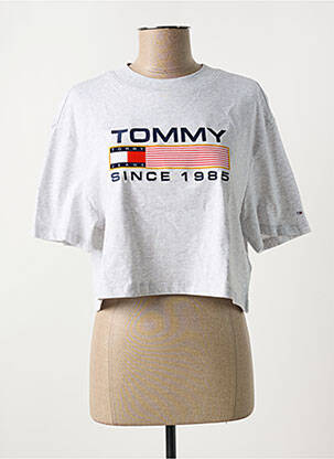 T-marškinys apvalus kaklas pilka TOMMY HILFIGER moteris