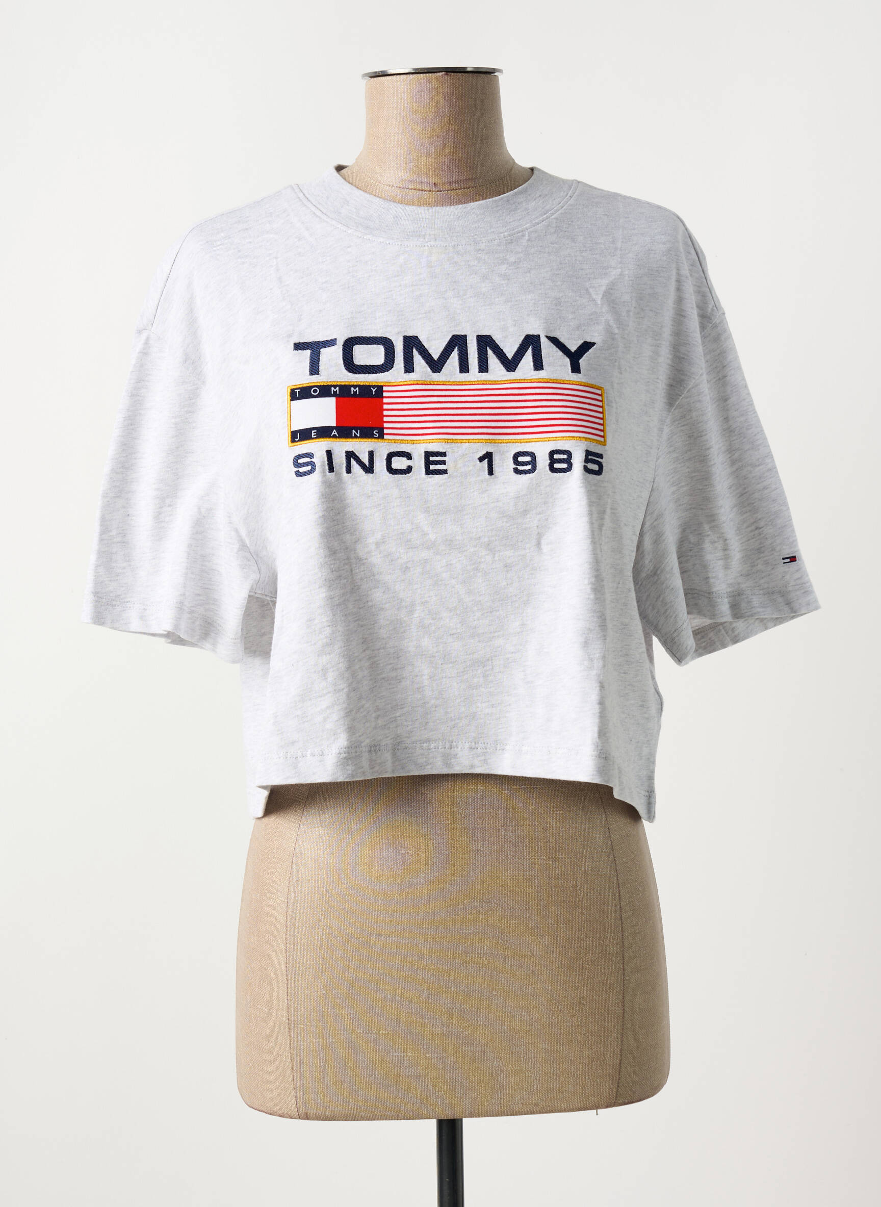 T-marškinys apvalus kaklas pilka TOMMY HILFIGER moteris