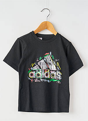 T-marškinys apvalus kaklas juodas ADIDAS vaikas