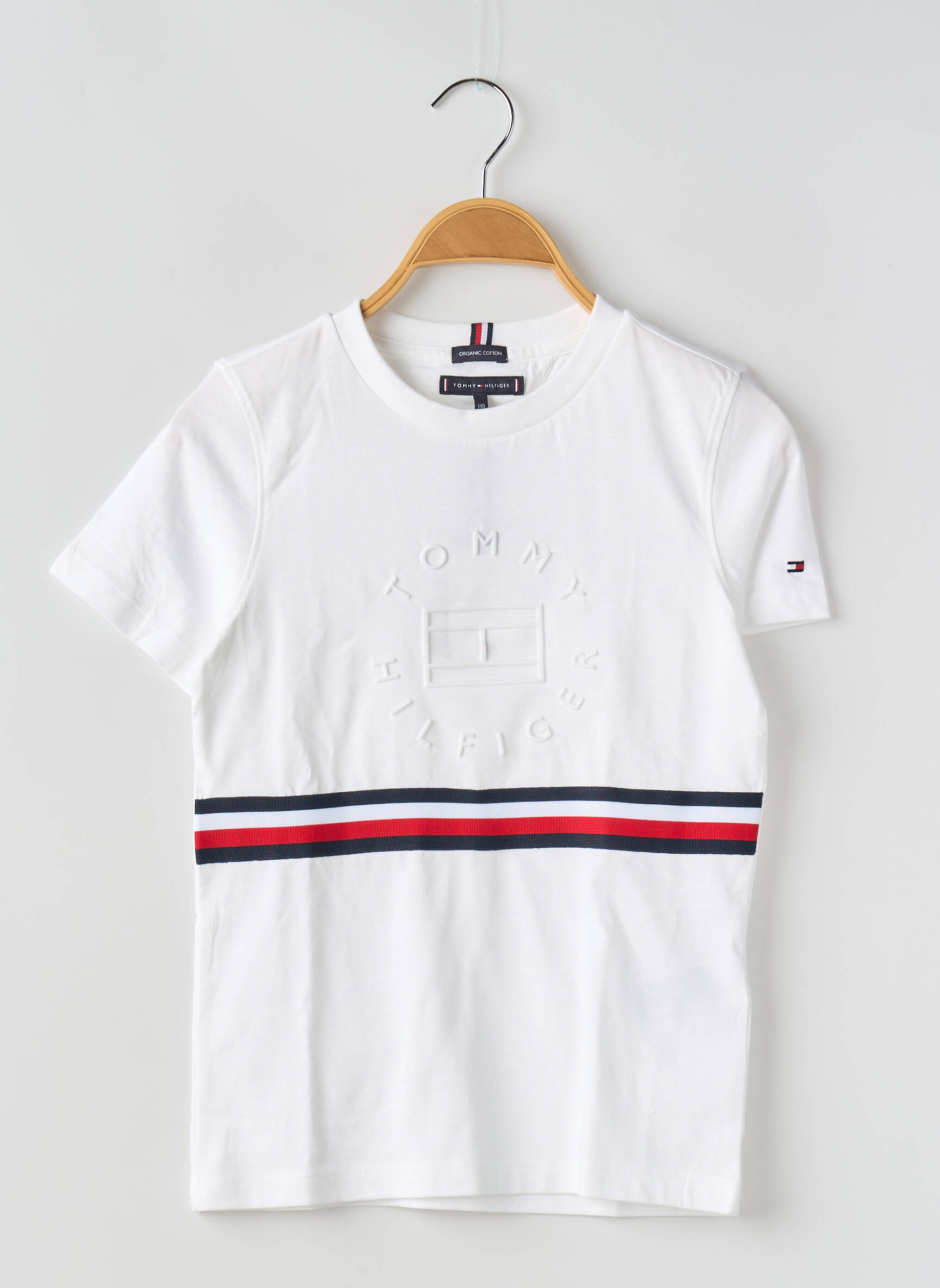 T-marškinys apvalus kaklas baltas TOMMY HILFIGER berniukas
