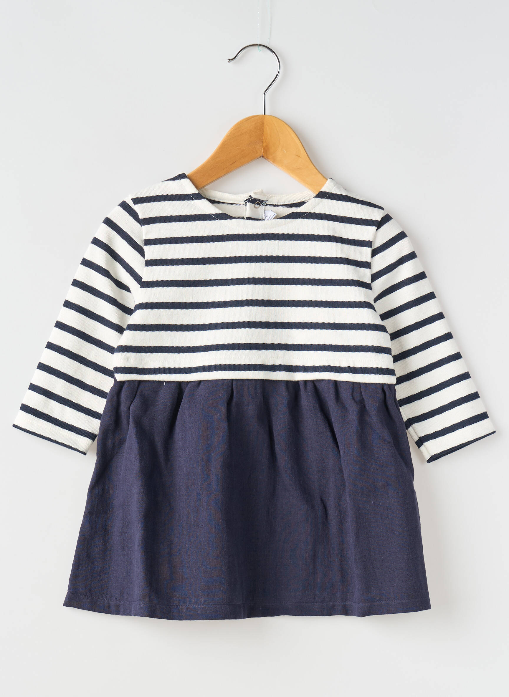 Pusilgių suknelė apvalus kaklas mėlyna PETIT BATEAU mergina