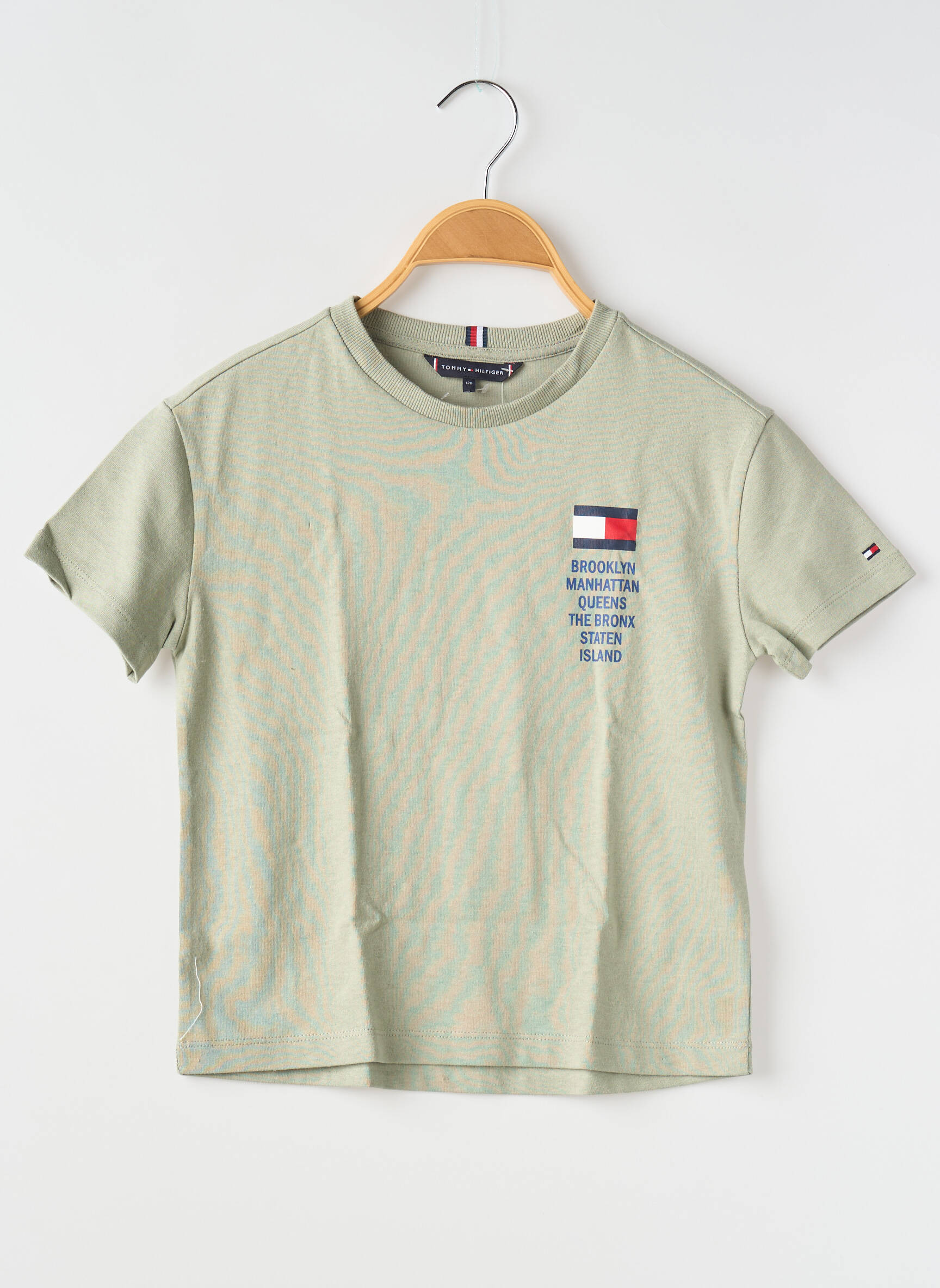 T-marškinys apvalus kaklas žalias TOMMY HILFIGER berniukas