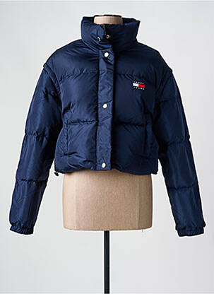 Pūkinė striukė aukšta apykaklė mėlyna TOMMY HILFIGER moteris