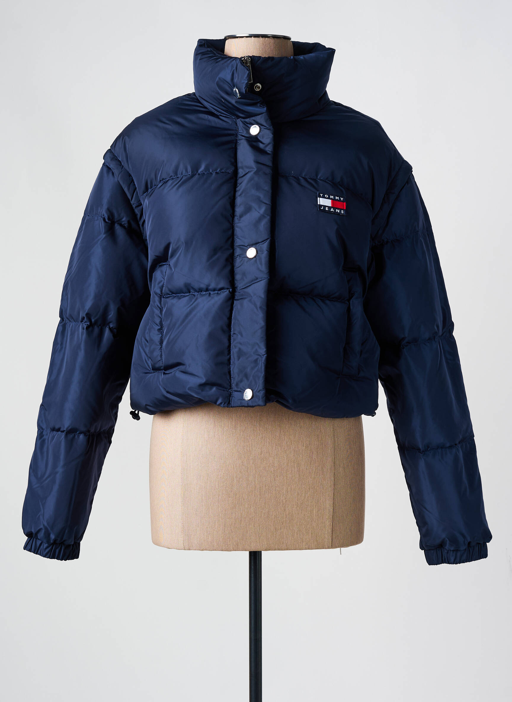 Pūkinė striukė aukšta apykaklė mėlyna TOMMY HILFIGER moteris